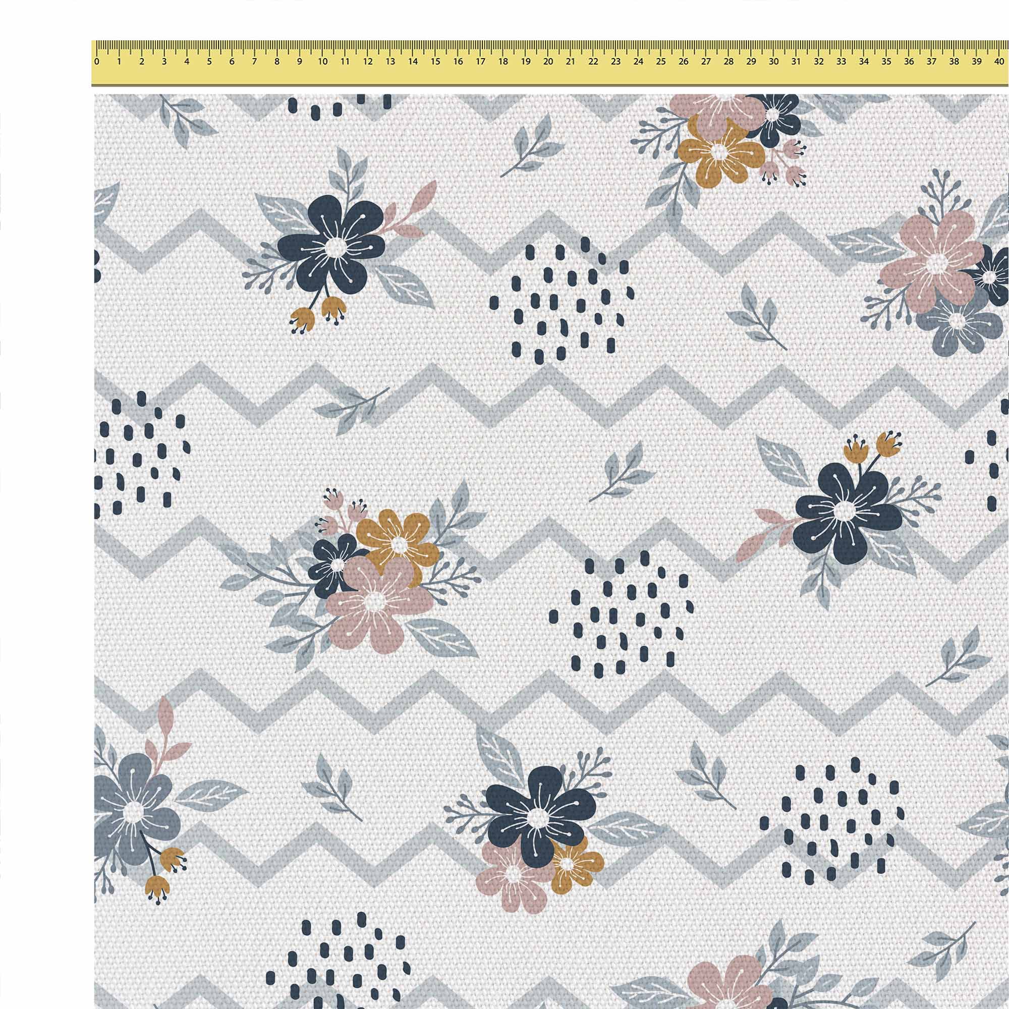 Chevron and Flowers Tablecloth Fabric