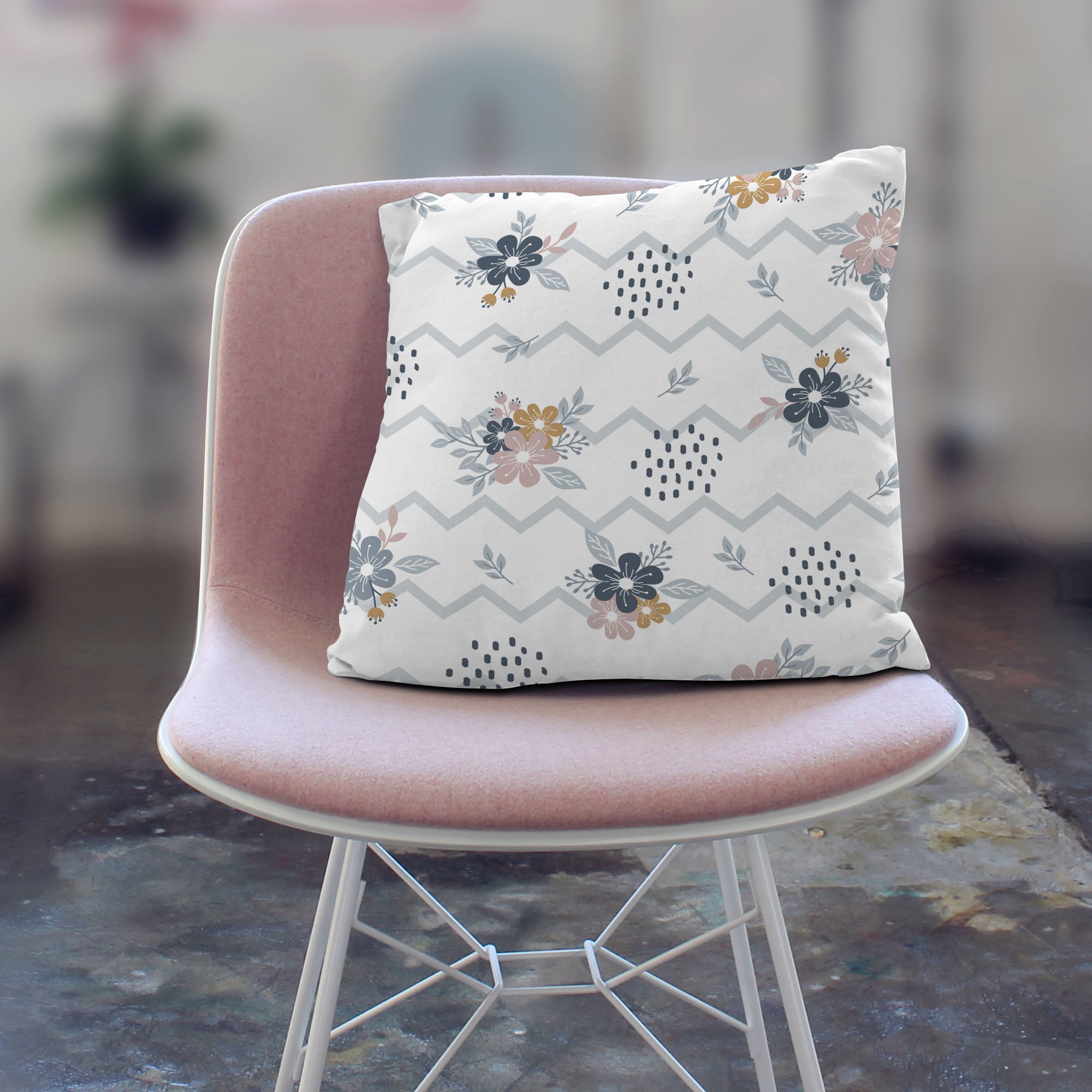 Chevron und Blumen