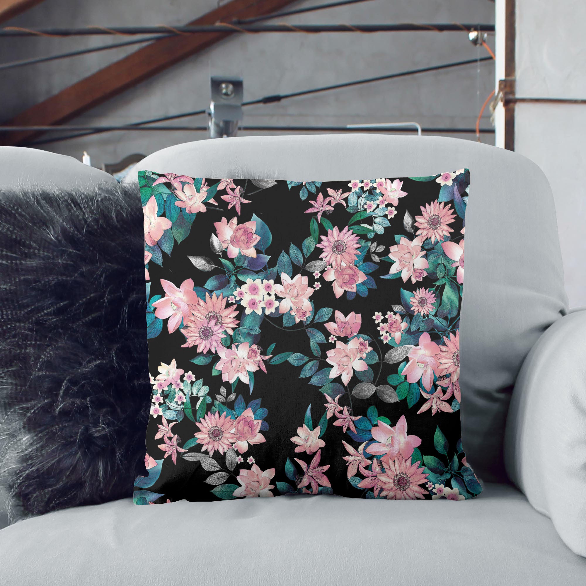Dark Botanic Pink - mikrofibrová plochá