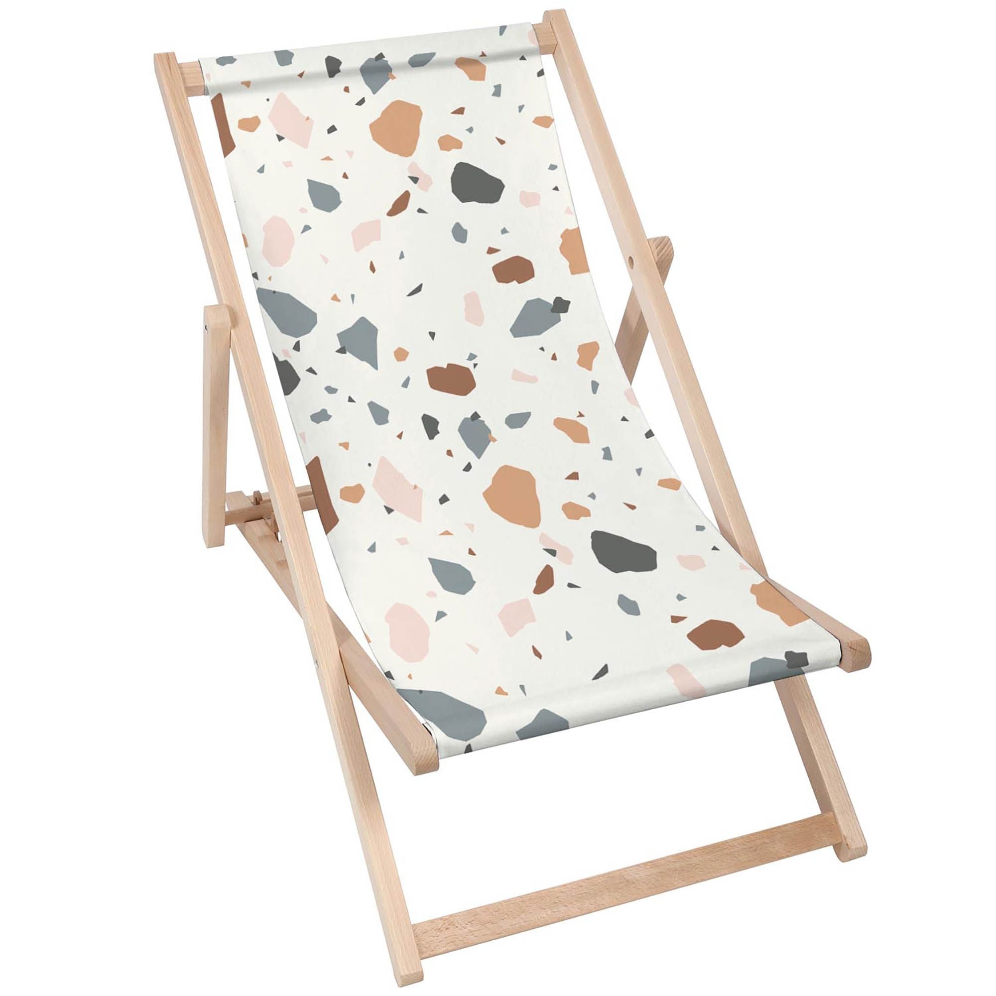 Leżak drewniany Ecru Terrazzo-M