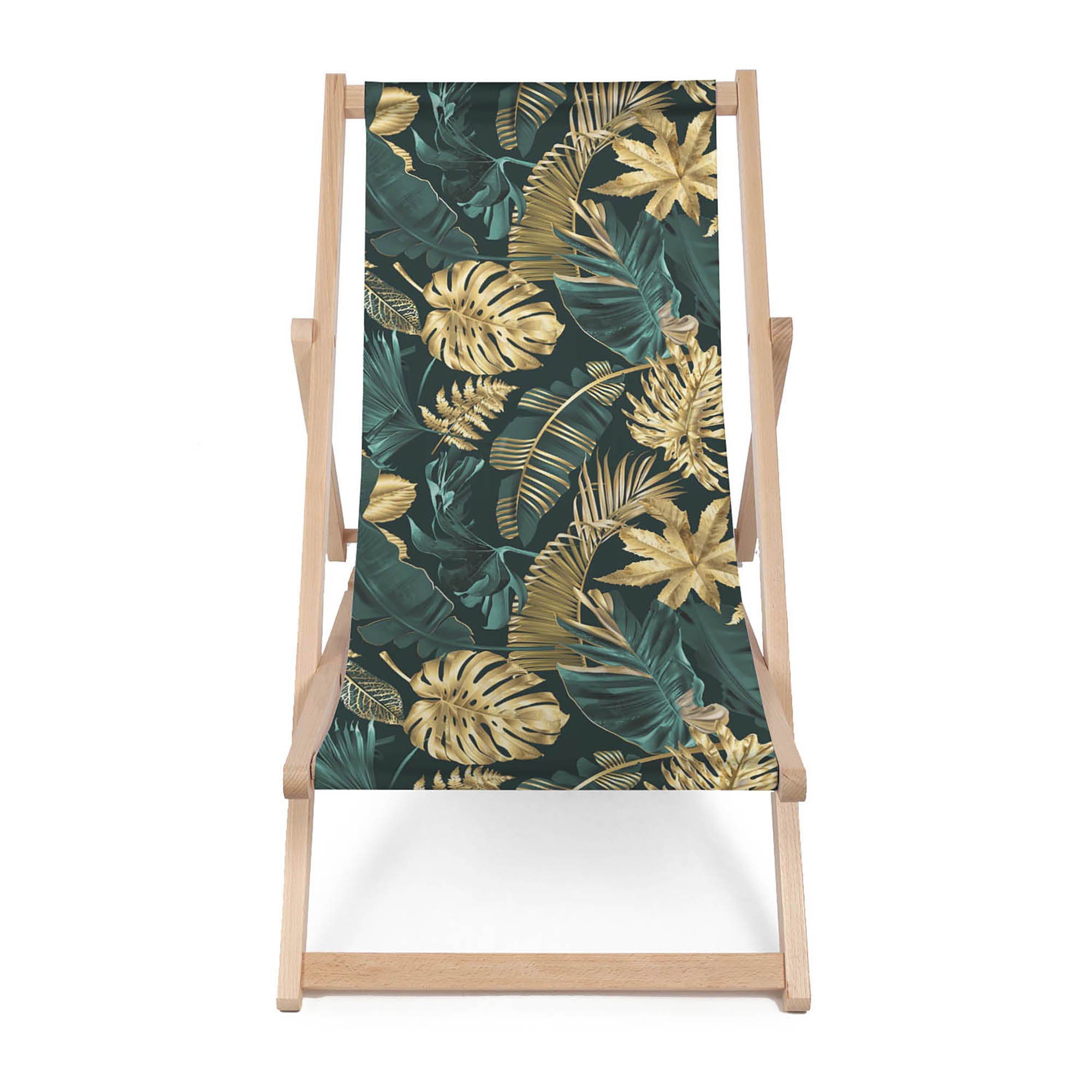 Dřevěné lehátko Monstera Gold Green-M