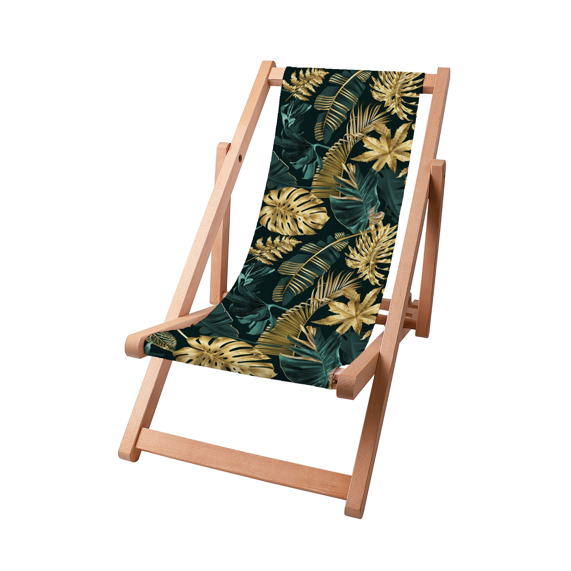 Leżak drewniany Monstera Gold Green