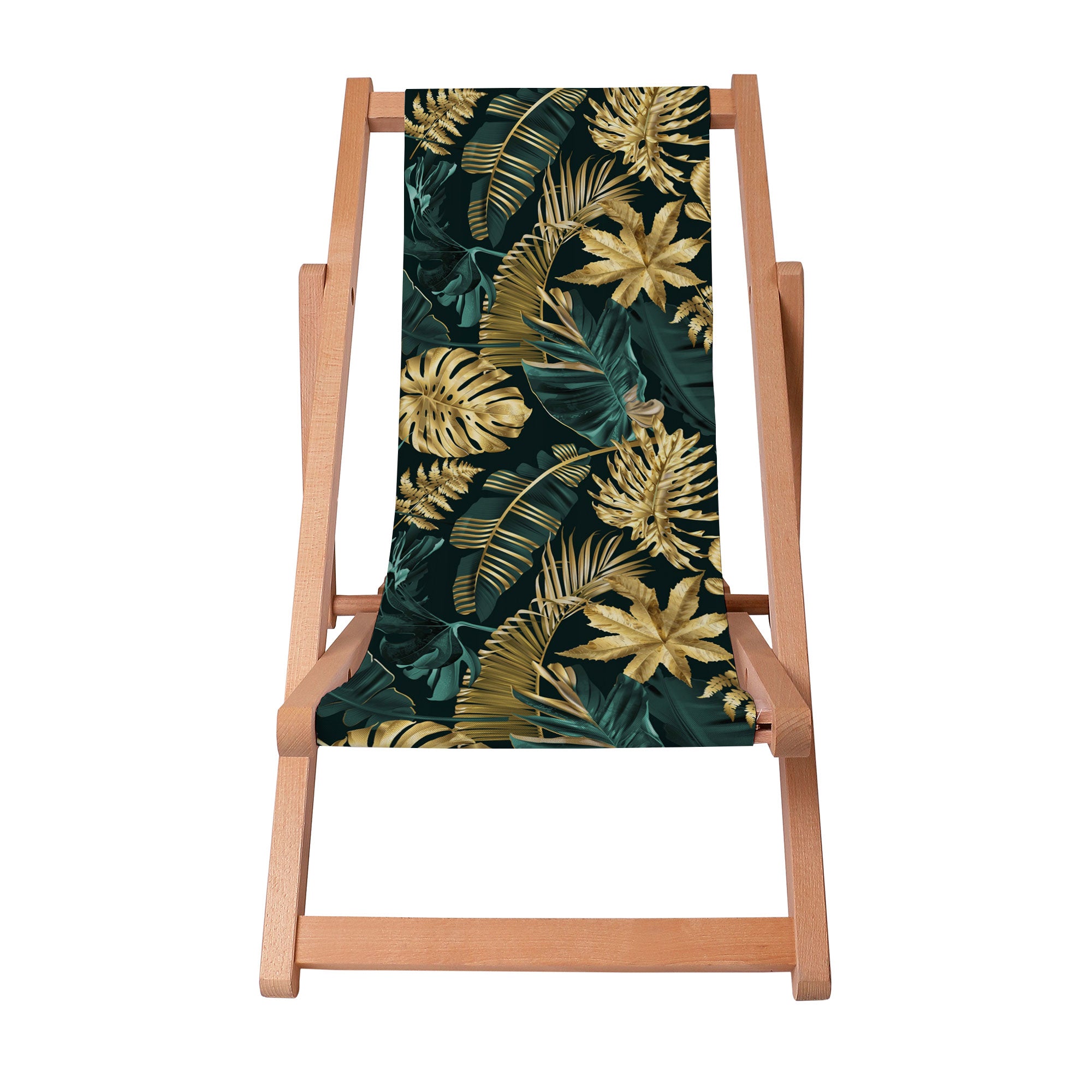 Dřevěné lehátko Monstera Gold Green-S