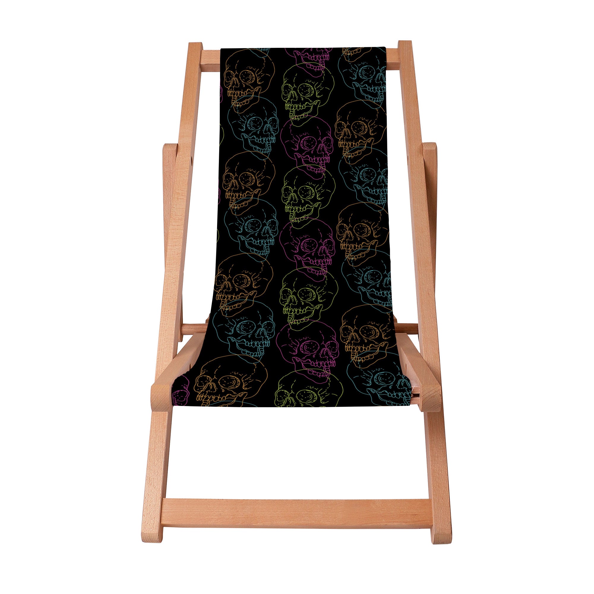 Wooden Deck Chair Black Skull-S