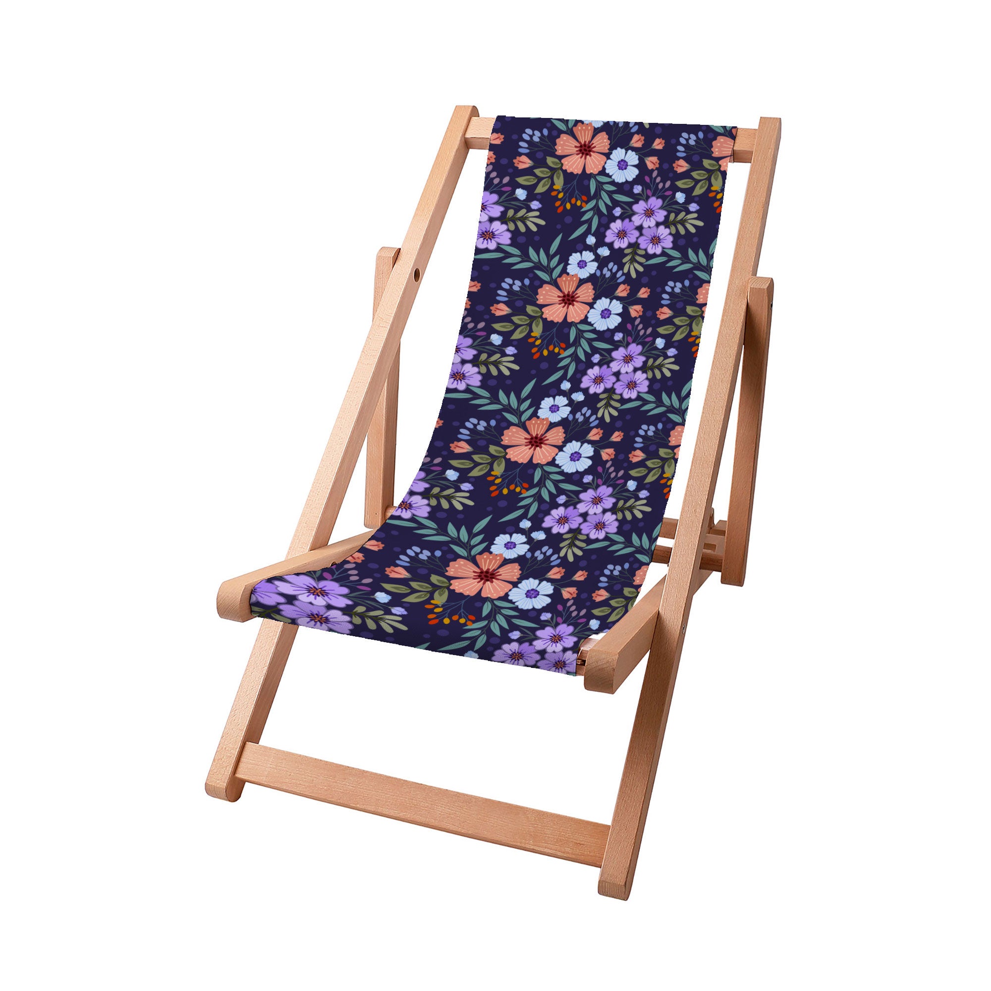 Wooden Deck Chair Botanical Pattern-S