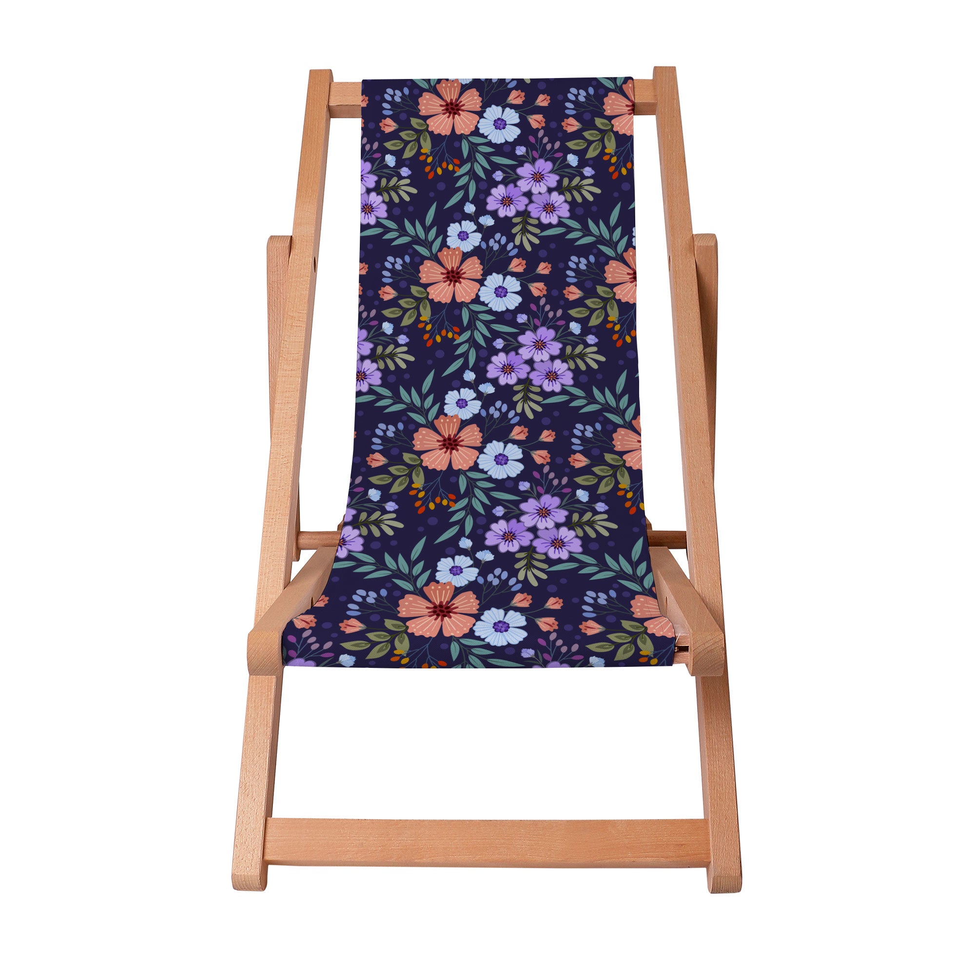 Wooden Deck Chair Botanical Pattern-S
