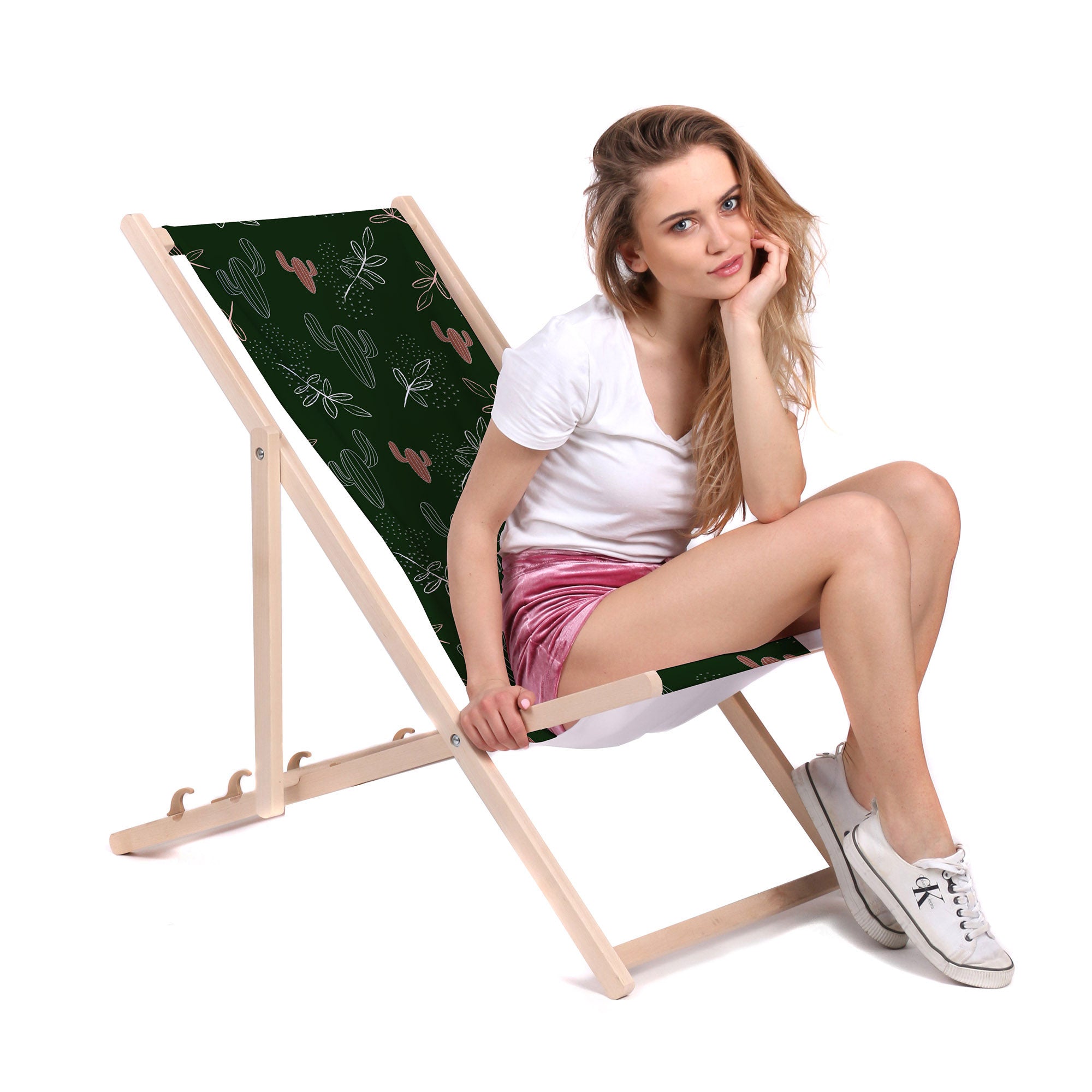 Wooden Deck Chair Cactus Doodles-M