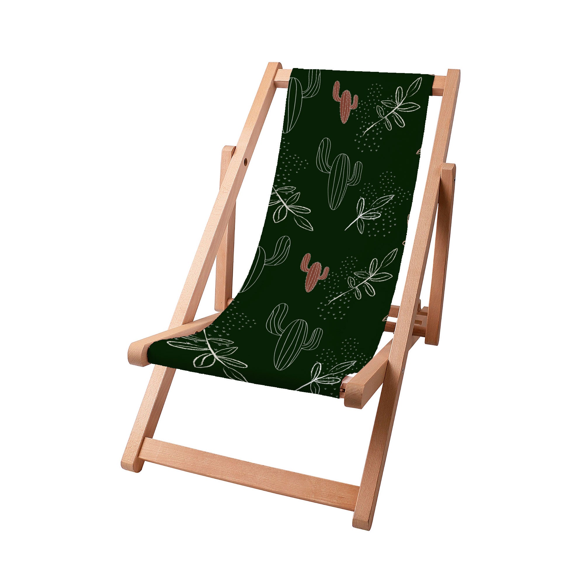 Wooden Deck Chair Cactus Doodles-S