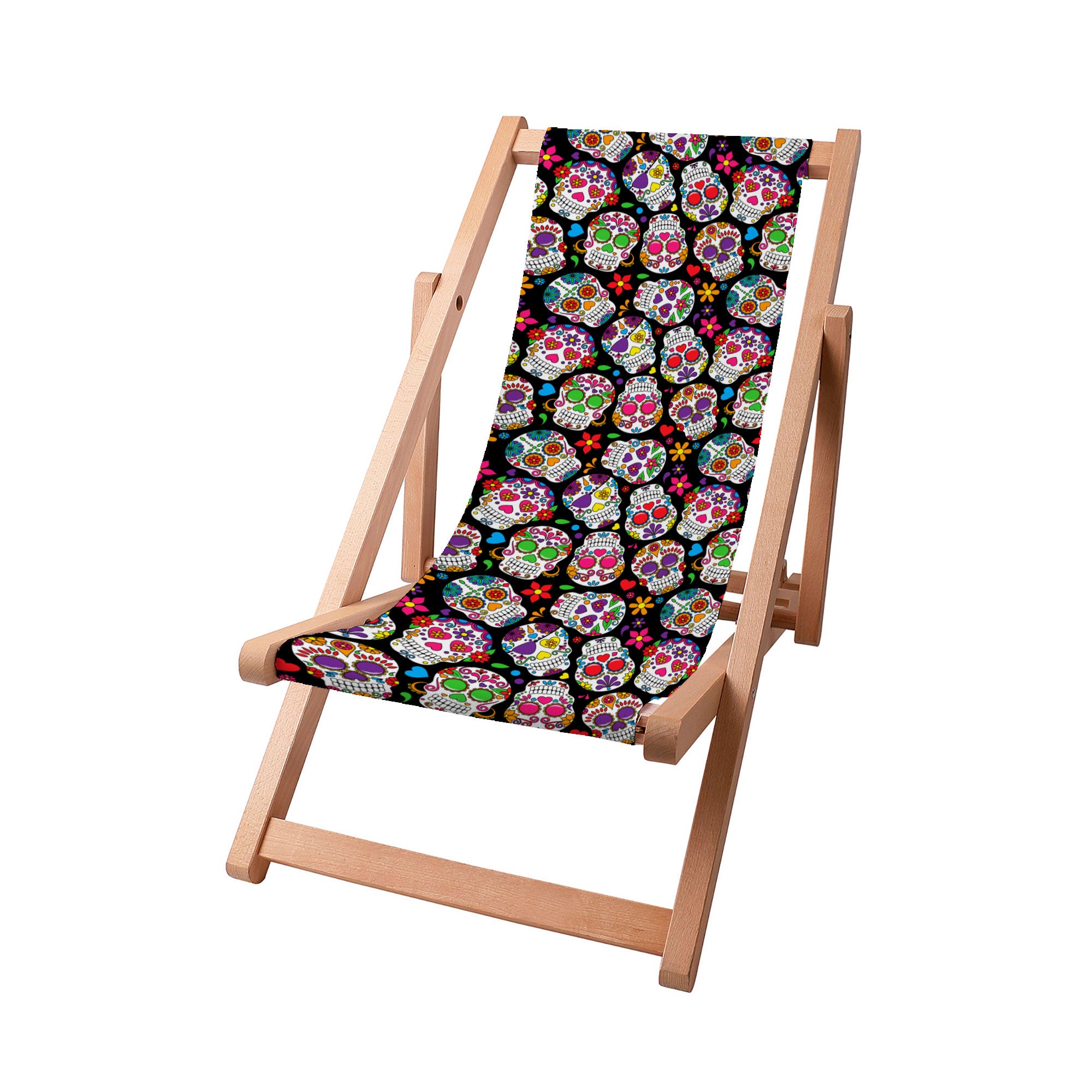 Leżak drewniany Colourful  Skull-S