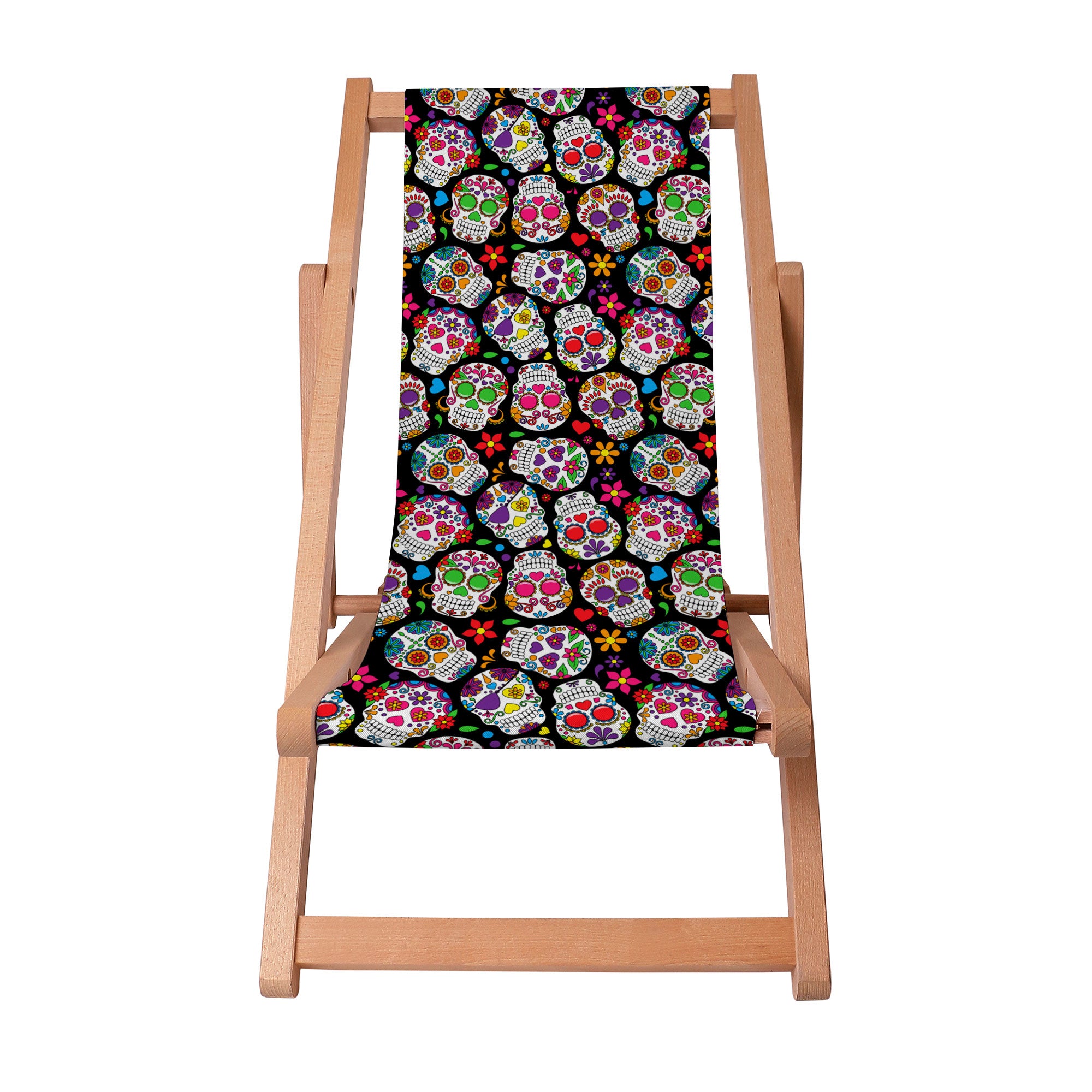 Leżak drewniany Colourful  Skull-S