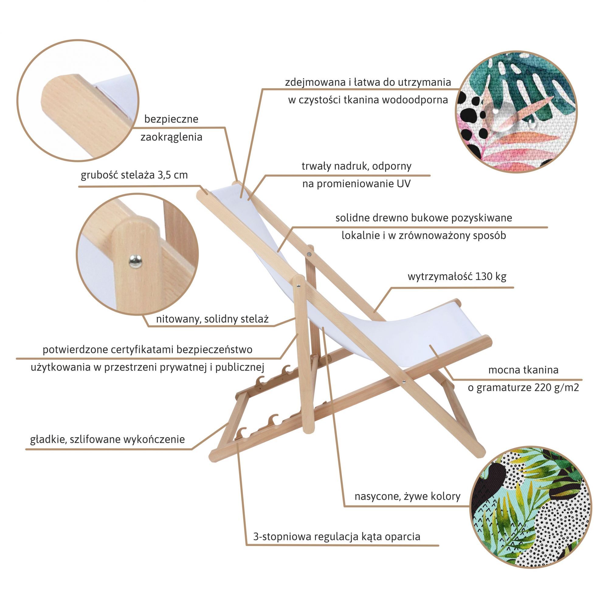 Leżak drewniany Colourful  Skull-S