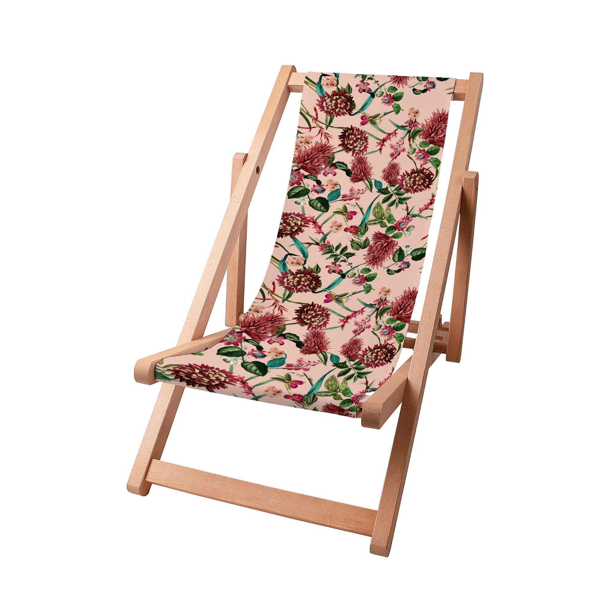 Leżak drewniany Dark Jungle Pink-S