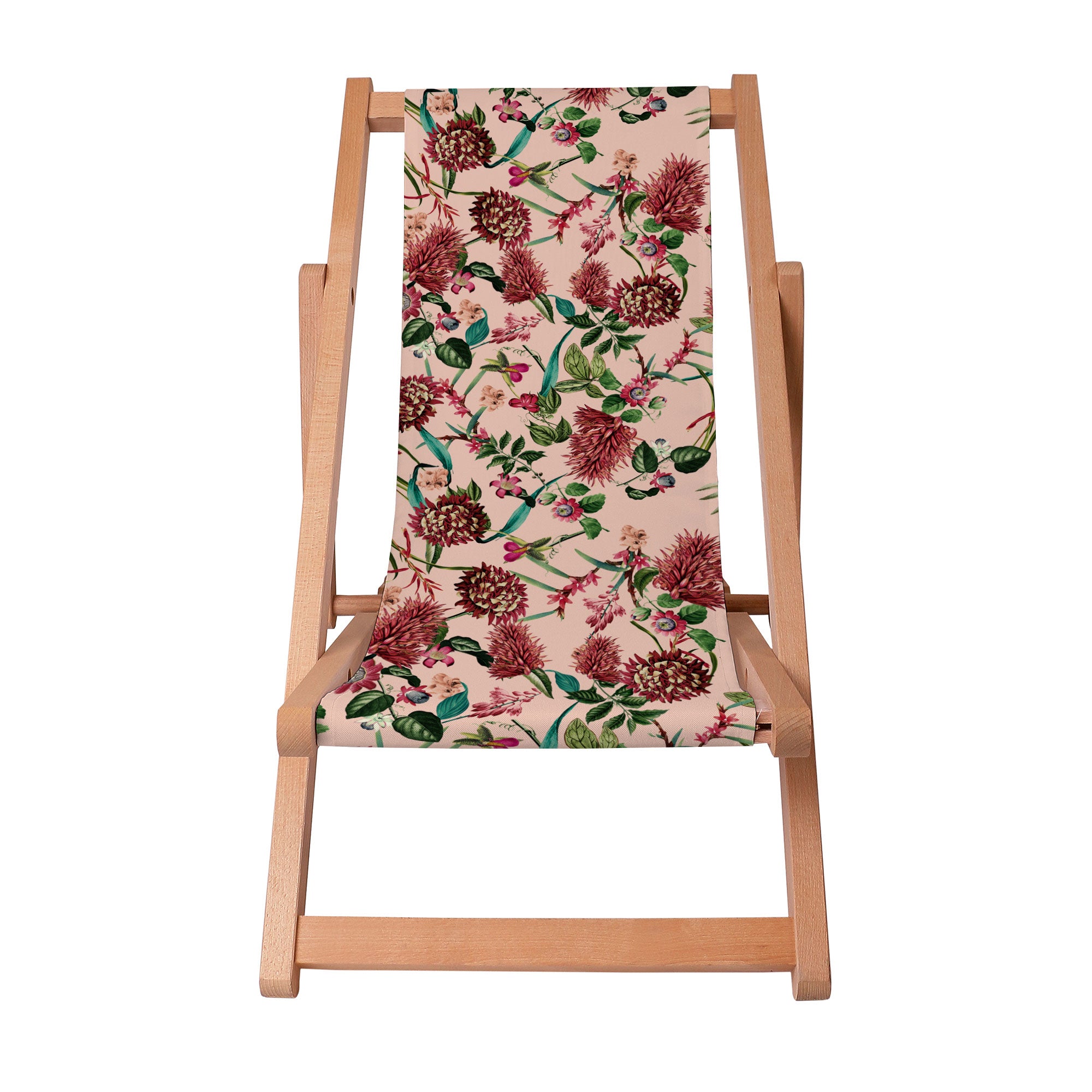 Leżak drewniany Dark Jungle Pink-S