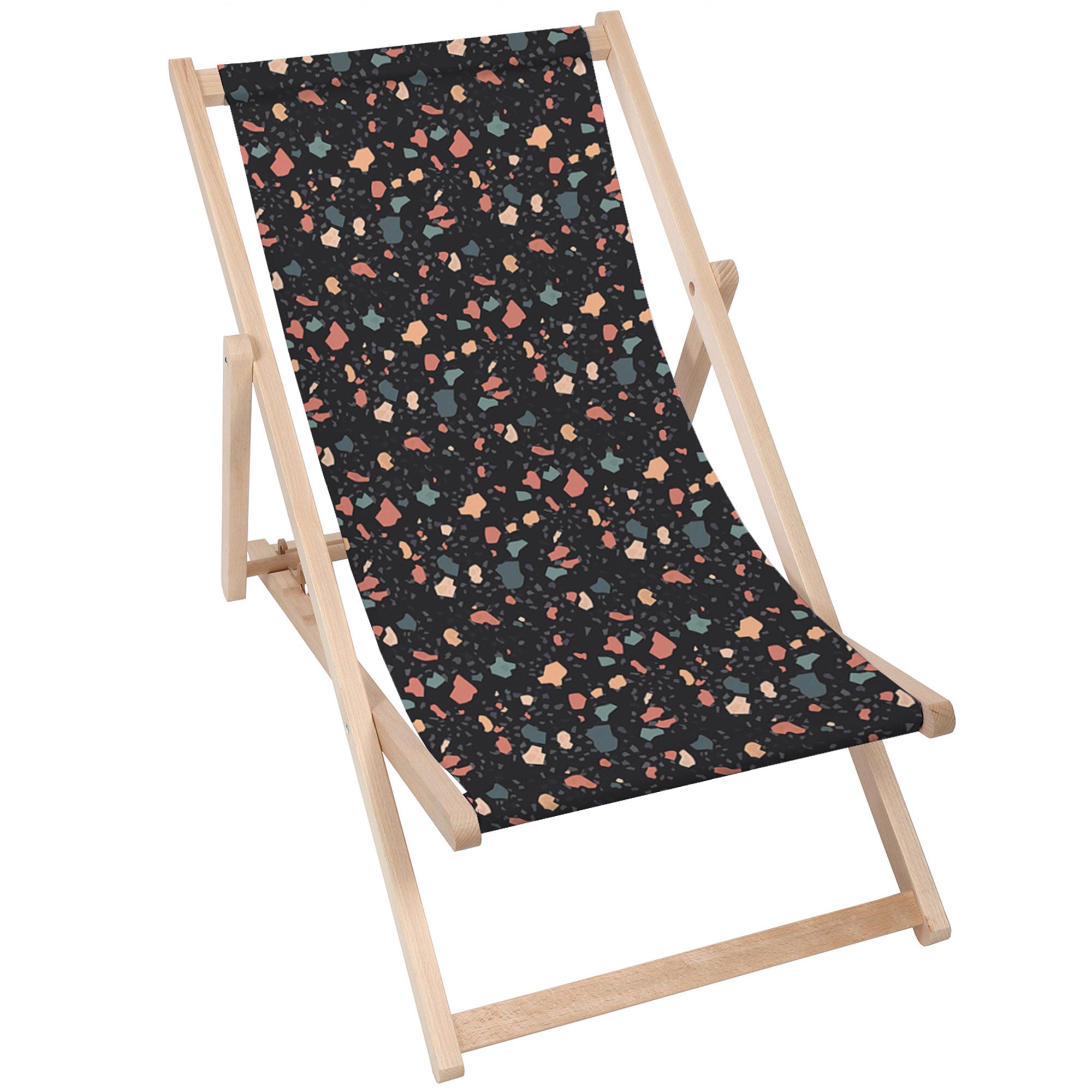 Wooden Deck Chair Dark Terrazzo-M