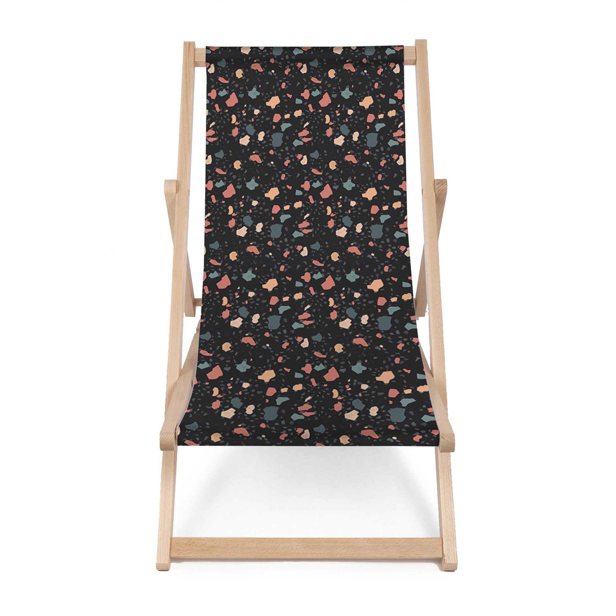 Wooden Deck Chair Dark Terrazzo-M