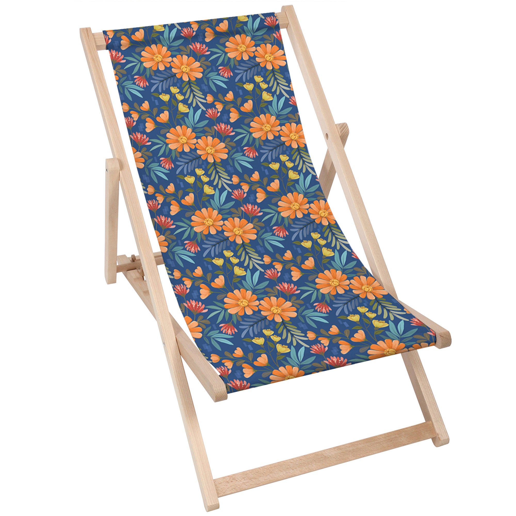 Wooden Deck Chair Flower Bloom-M