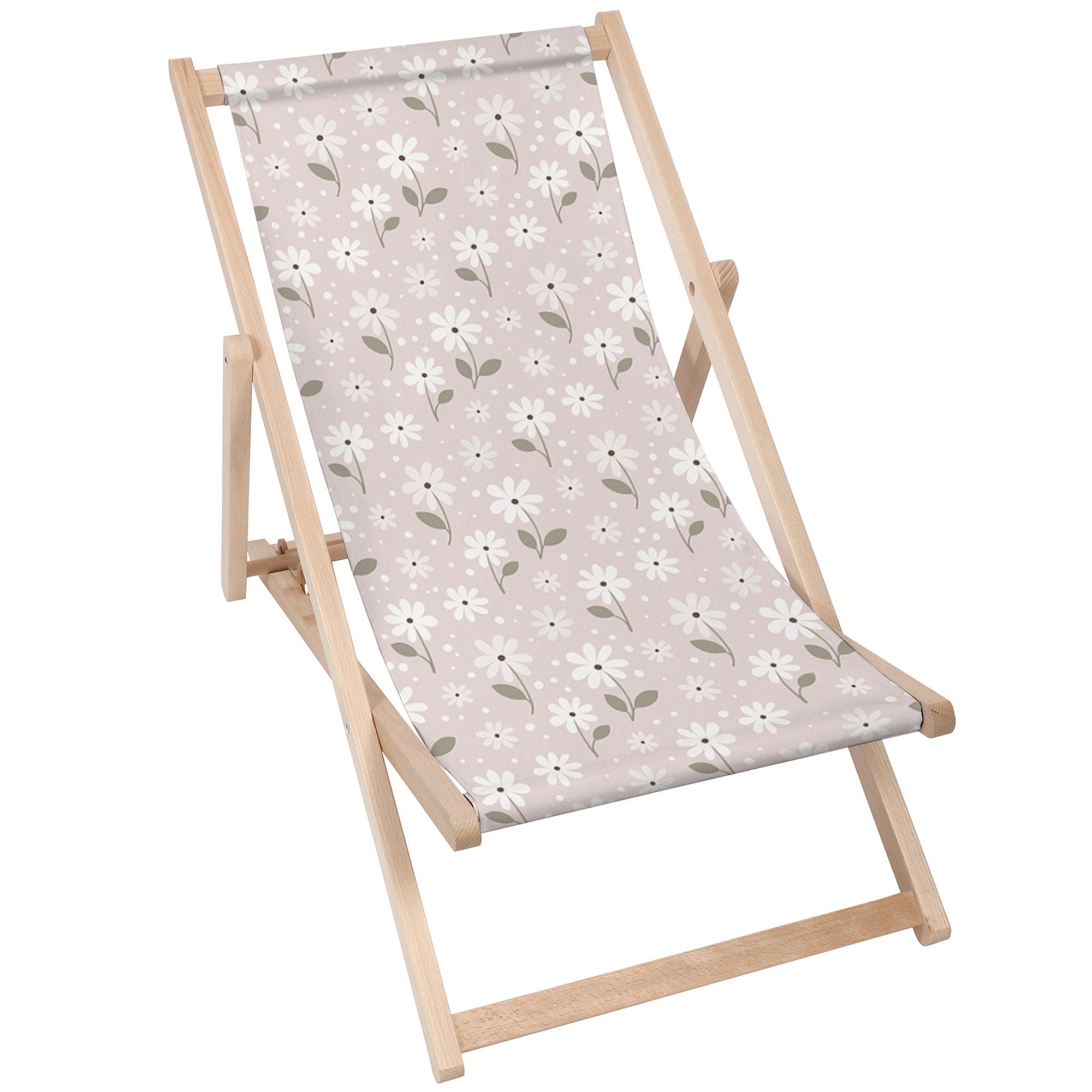 Wooden Deck Chair Light Flowers-M