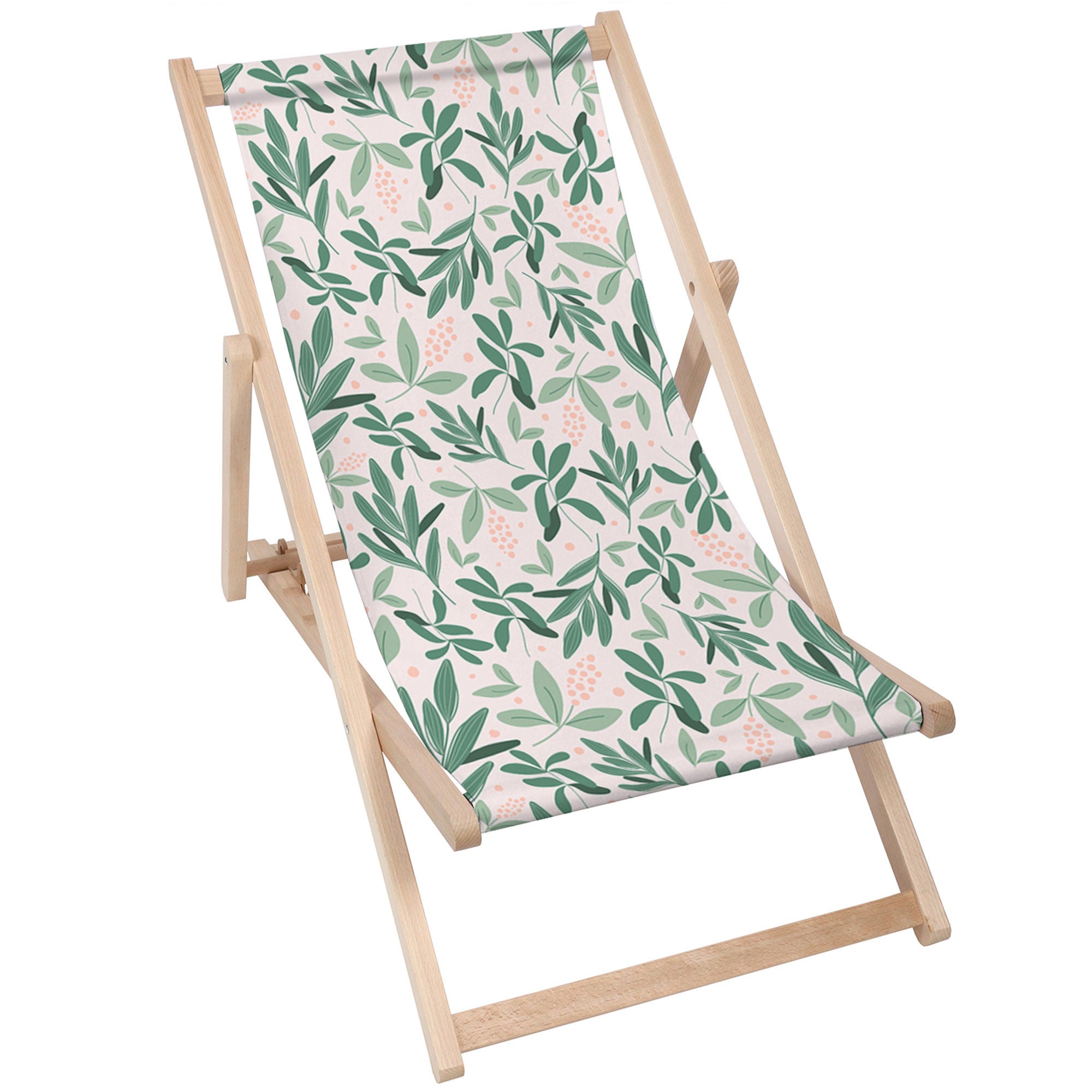 Leżak drewniany Olive Leaves on Pink-M