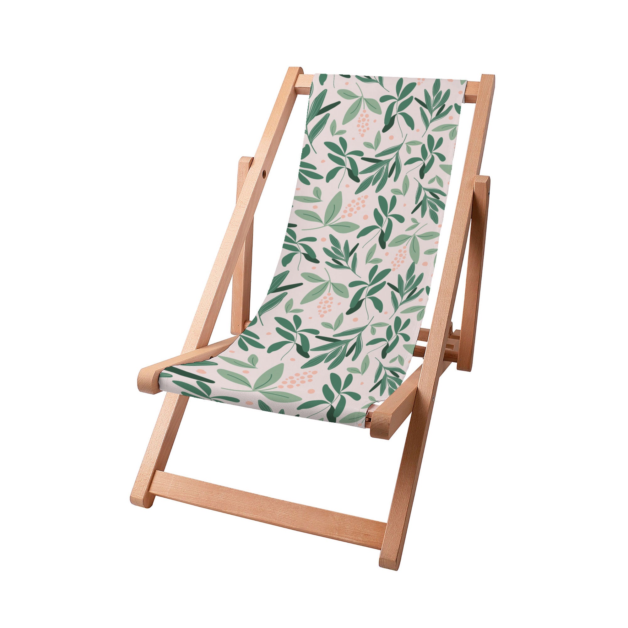 Dřevěné lehátko Olive Leaves na růžovém podkladu-S