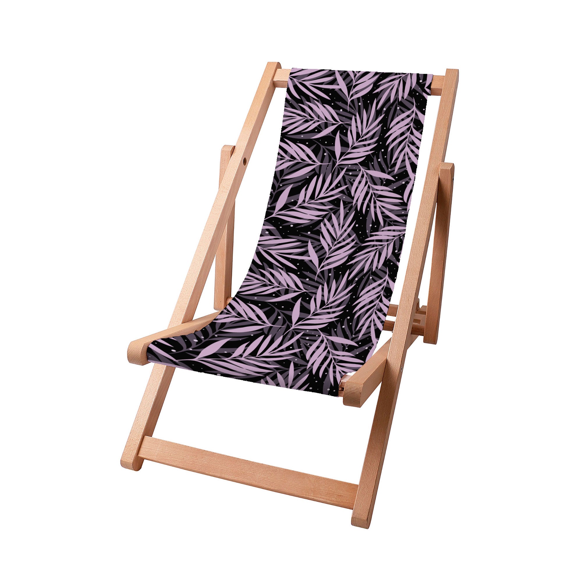 Wooden Deck Chair Palm Leaves in the Night-S