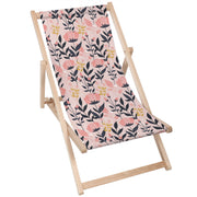 Holzliegestuhl Rosa und Marineblaue Blumen-M