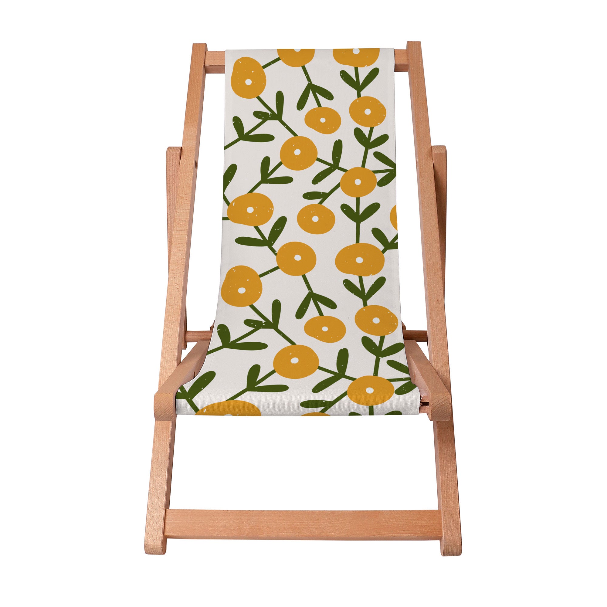 Wooden Deck Chair Scandinavian Green and Yellow-S