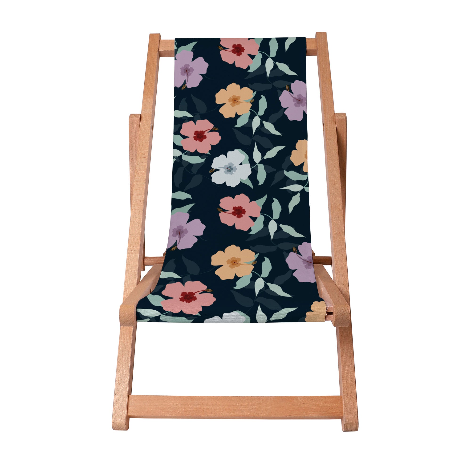 Leżak drewniany Simple Flowers on Navy-S