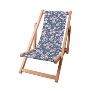 Wooden Deck Chair Abstract Small Pink Flowers-S