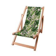 Wooden Deck Chair Tropical Jungle Leaves