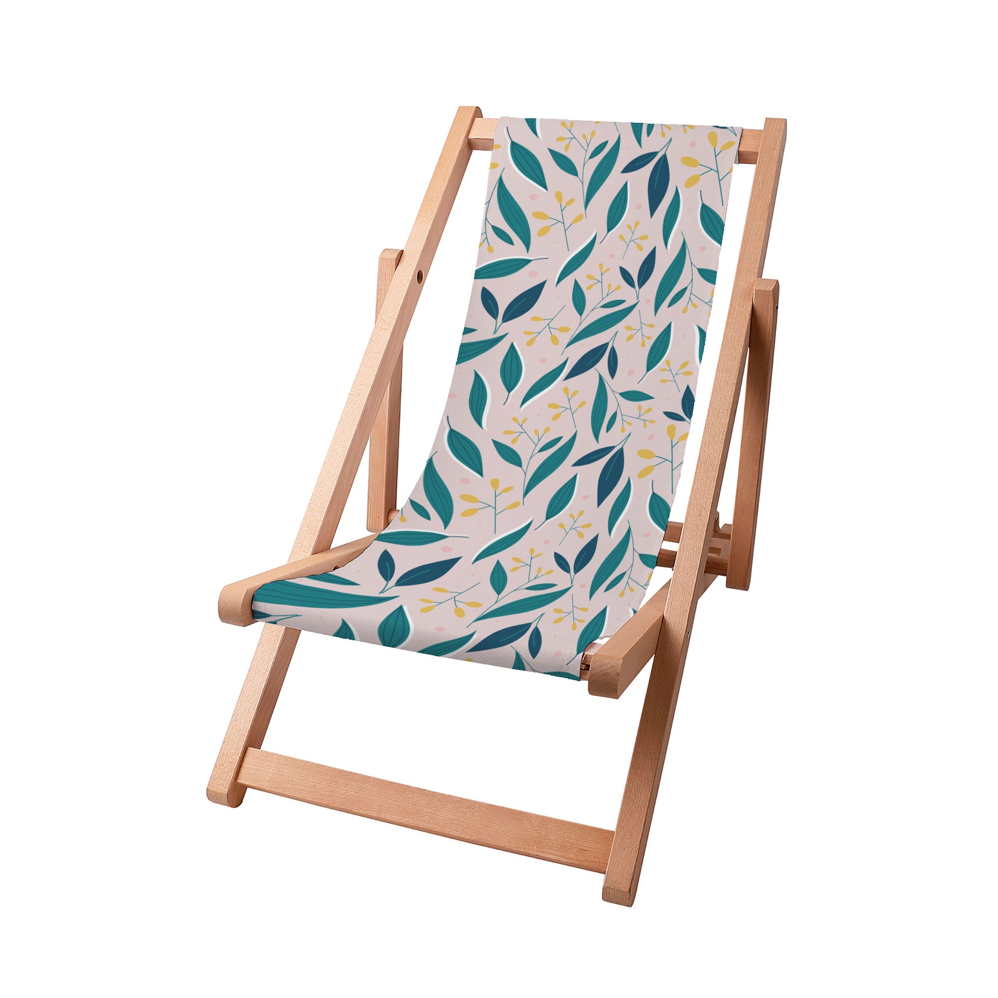 Wooden deck chair Yellow Forest Flowers
