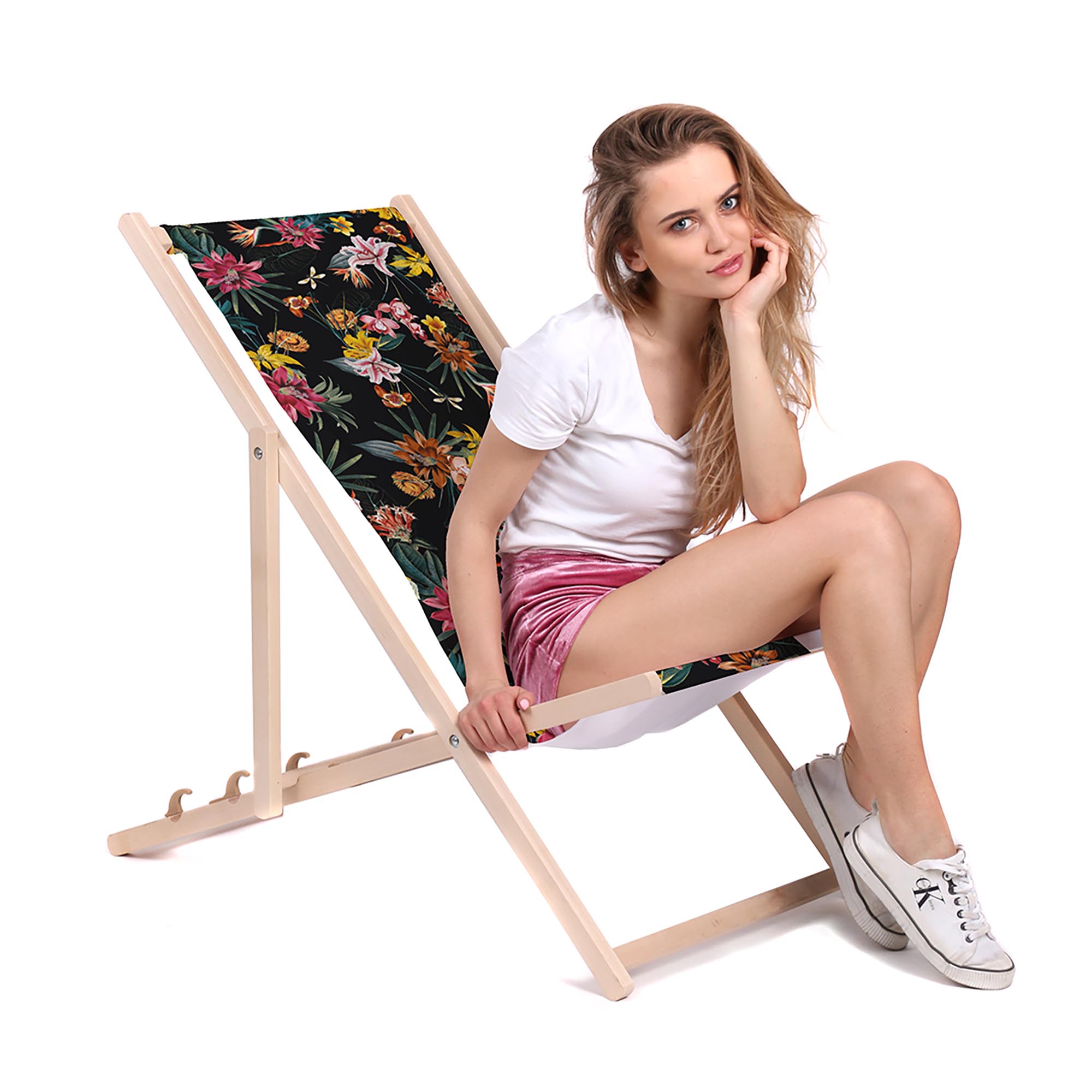 Wooden Deck Chair Dark Jungle-M
