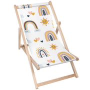 Wooden Deck Chair Cartoon Rainbow And Sun-M