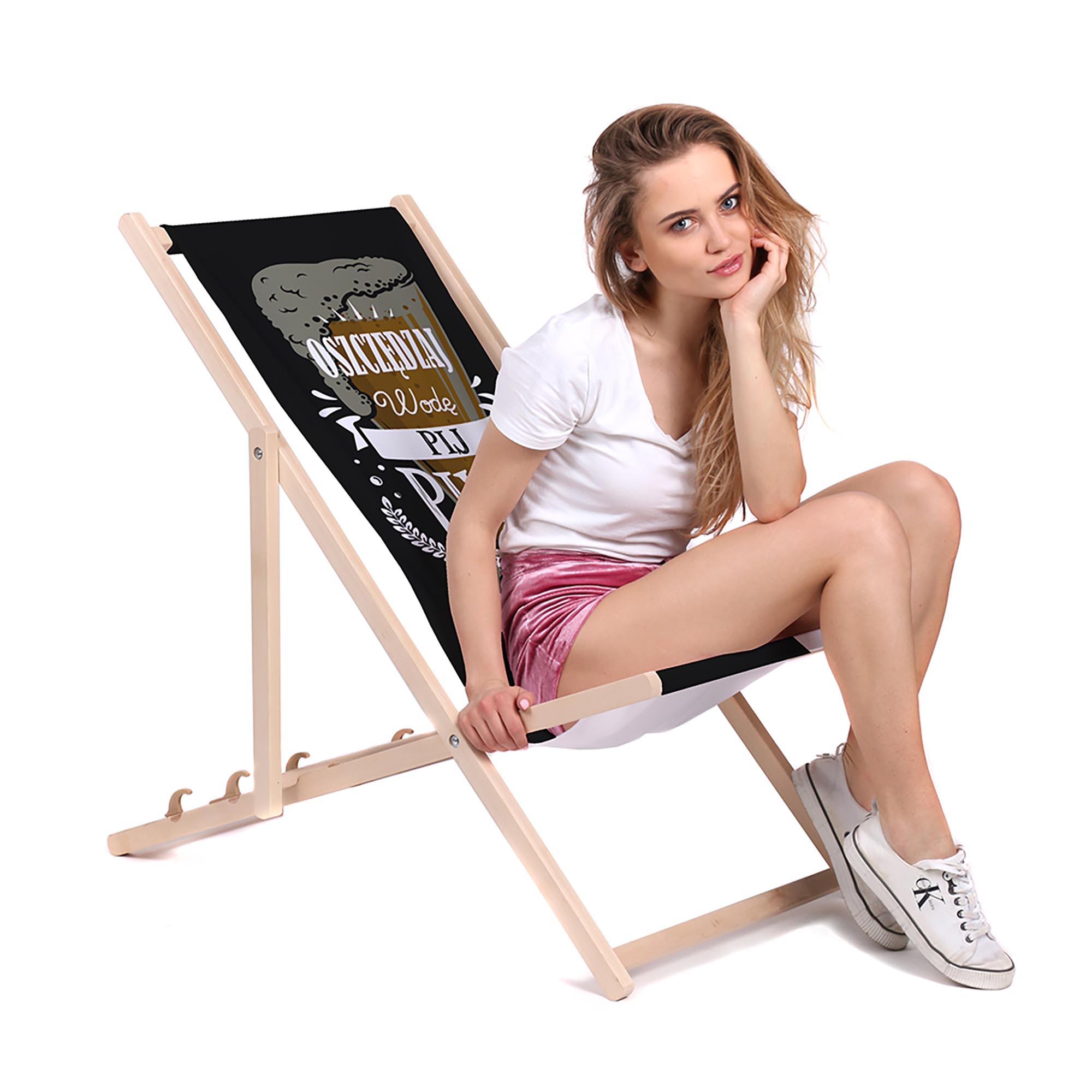Dřevěné lehátko Šetři vodu, pij pivo!