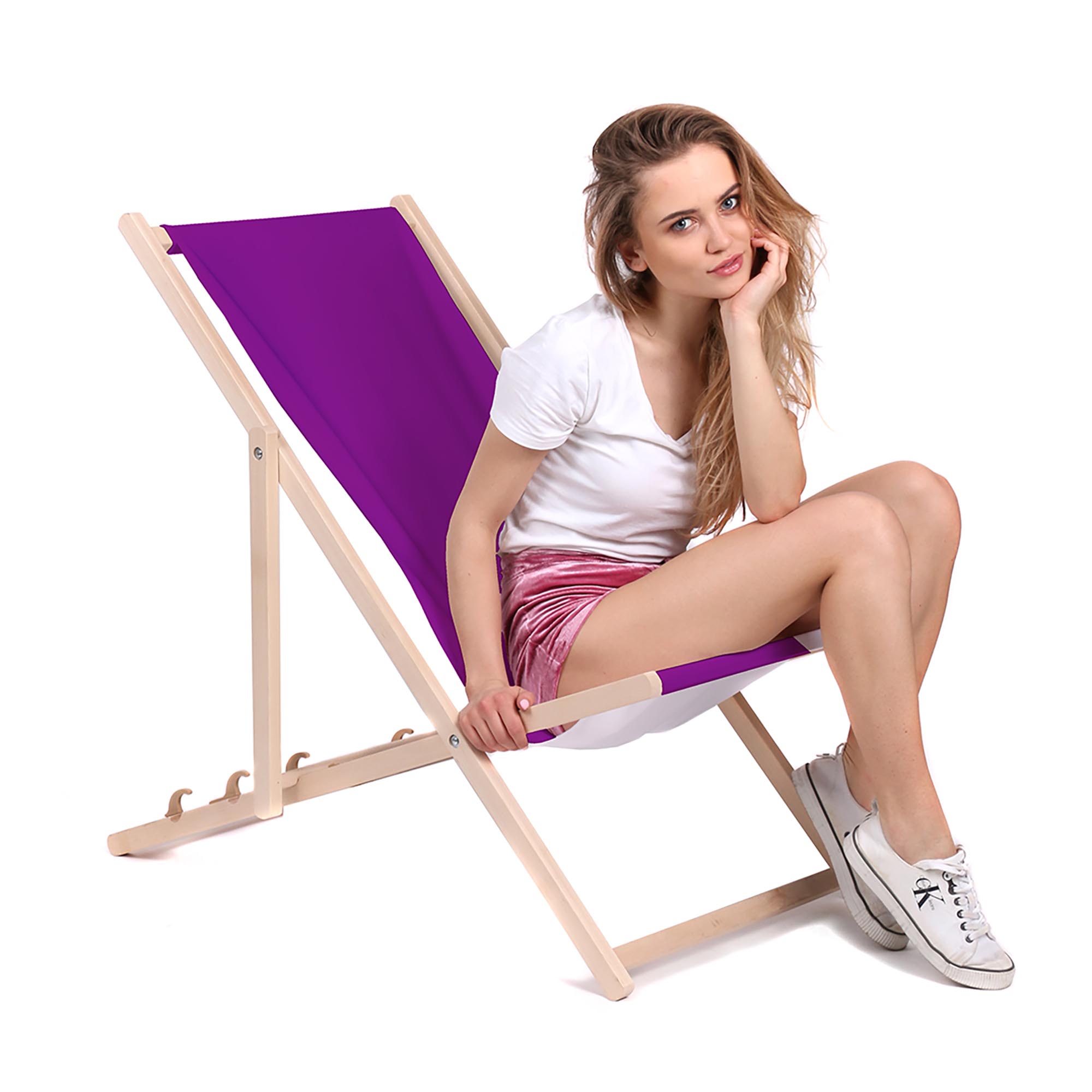 Holzliegestuhl Basic-M-PURPLE