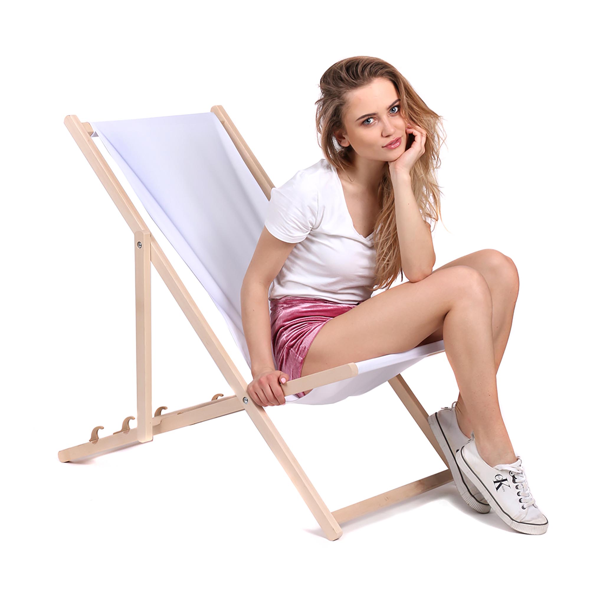 Leżak drewniany Basic-M-WHITE