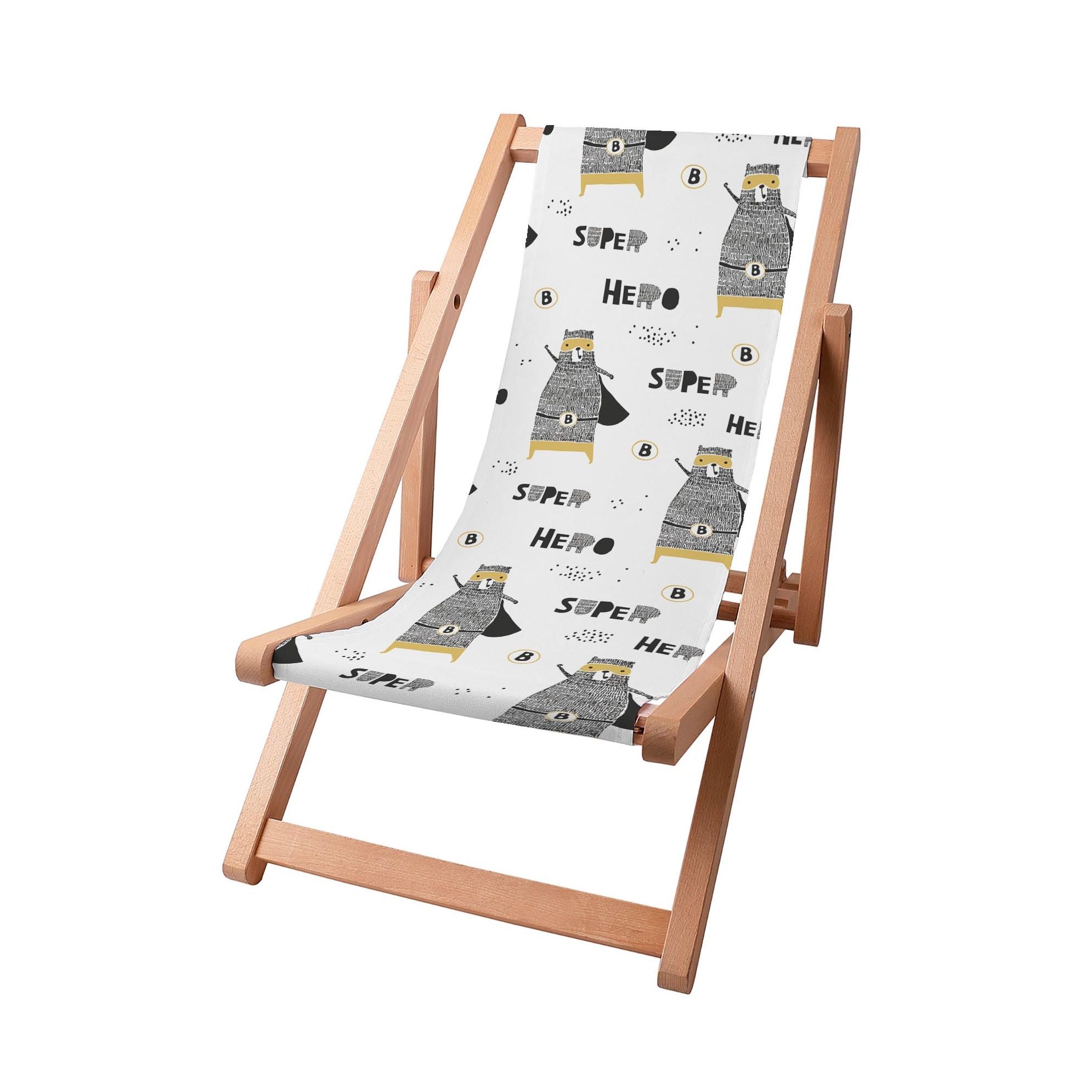Wooden Deck Chair Superhero Teddy