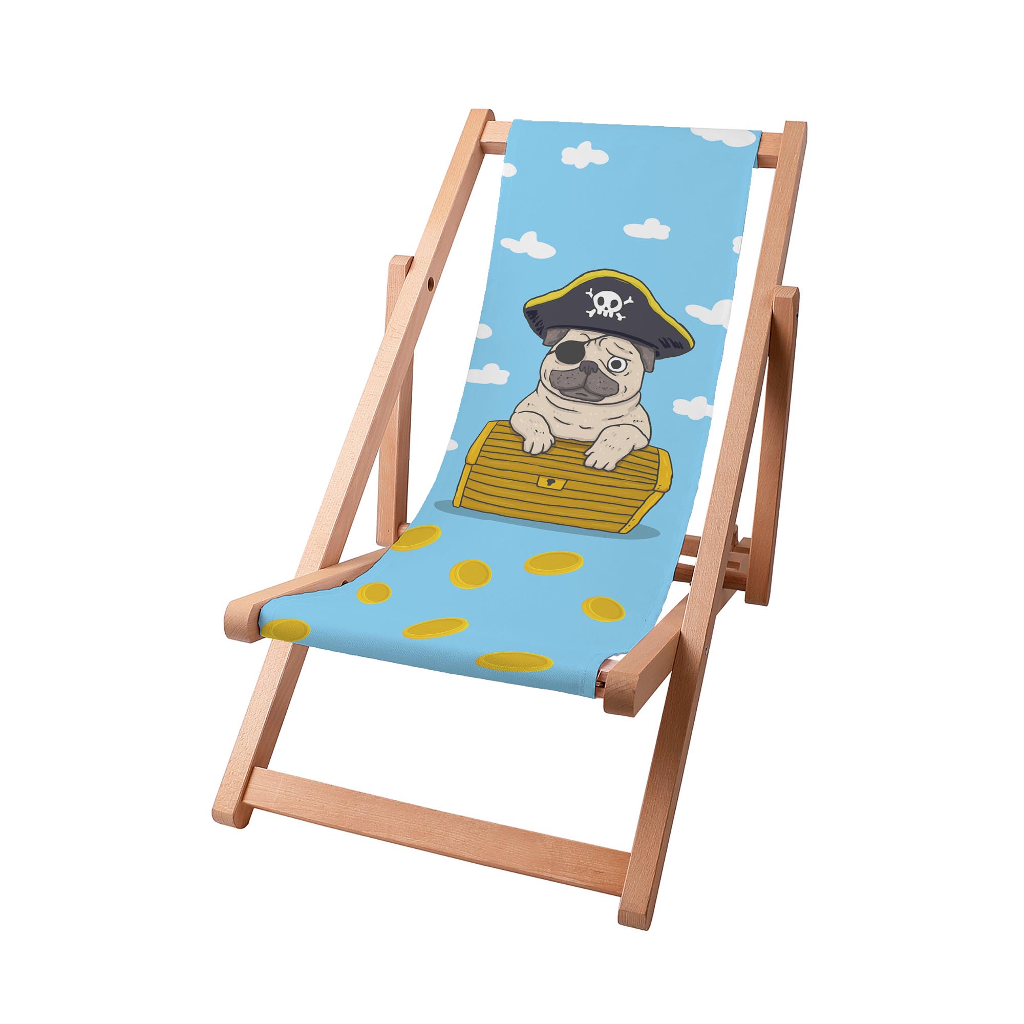 Wooden Deck Chair Pirate Pug-S