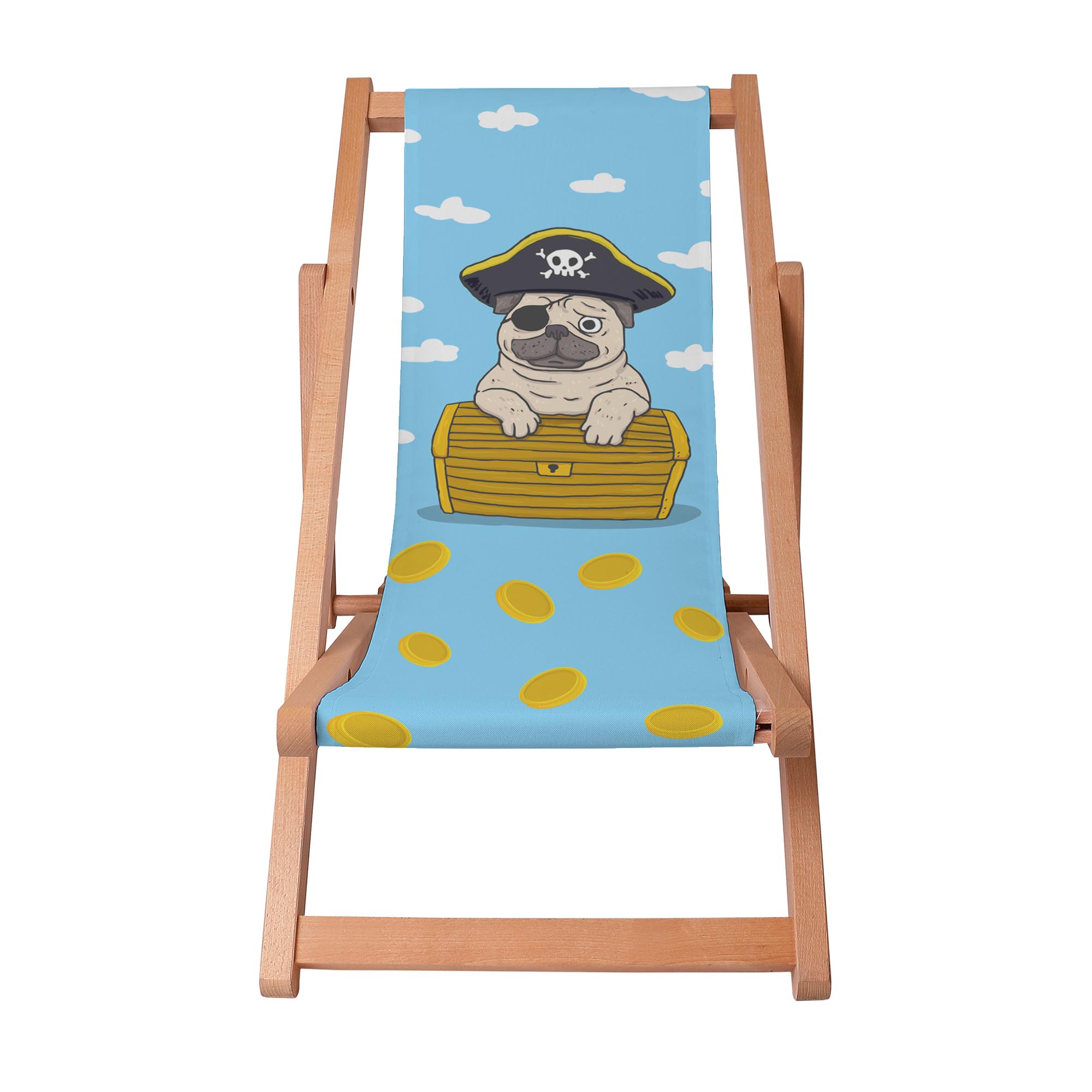 Wooden Deck Chair Pirate Pug-S