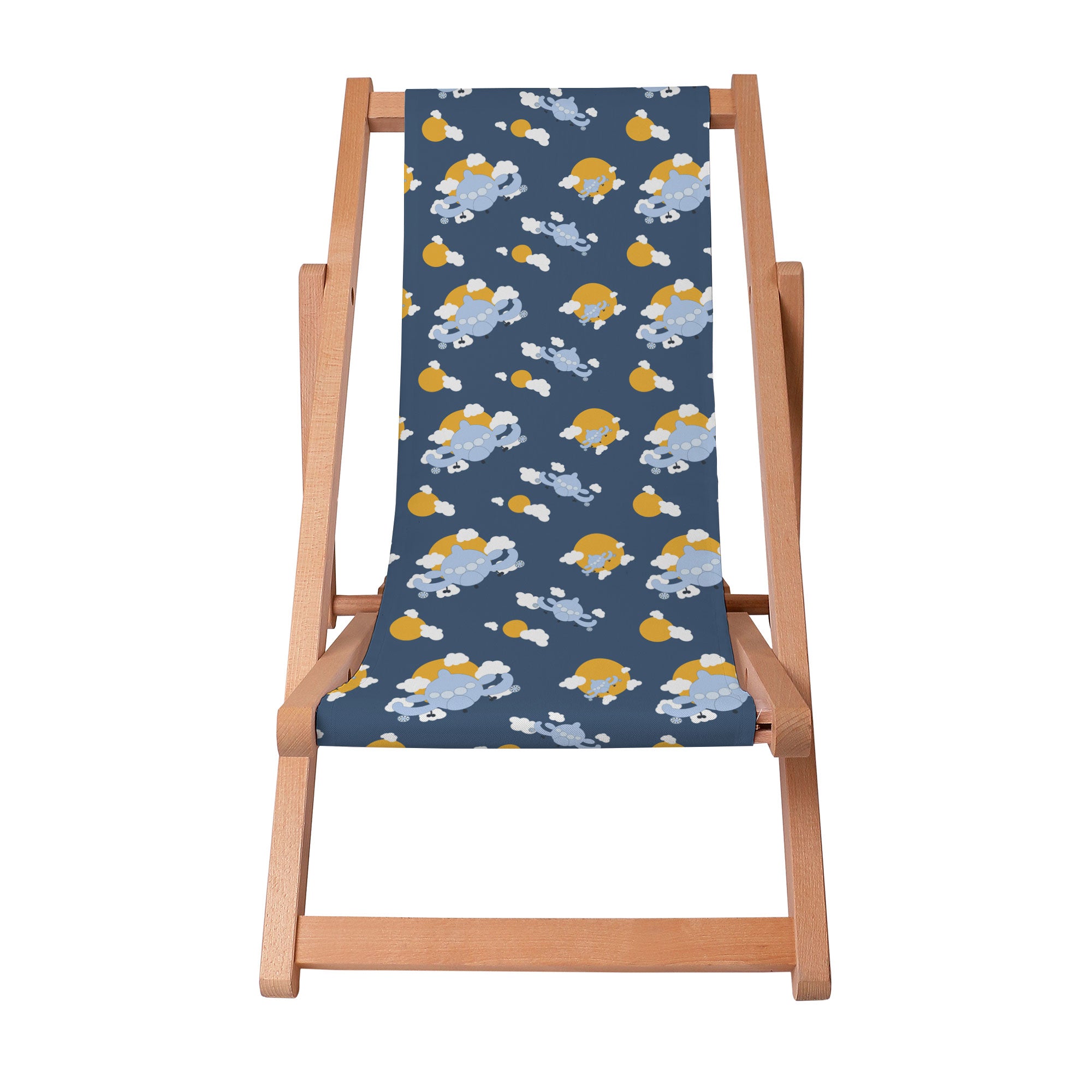 Wooden Deck Chair Blue Planes-S