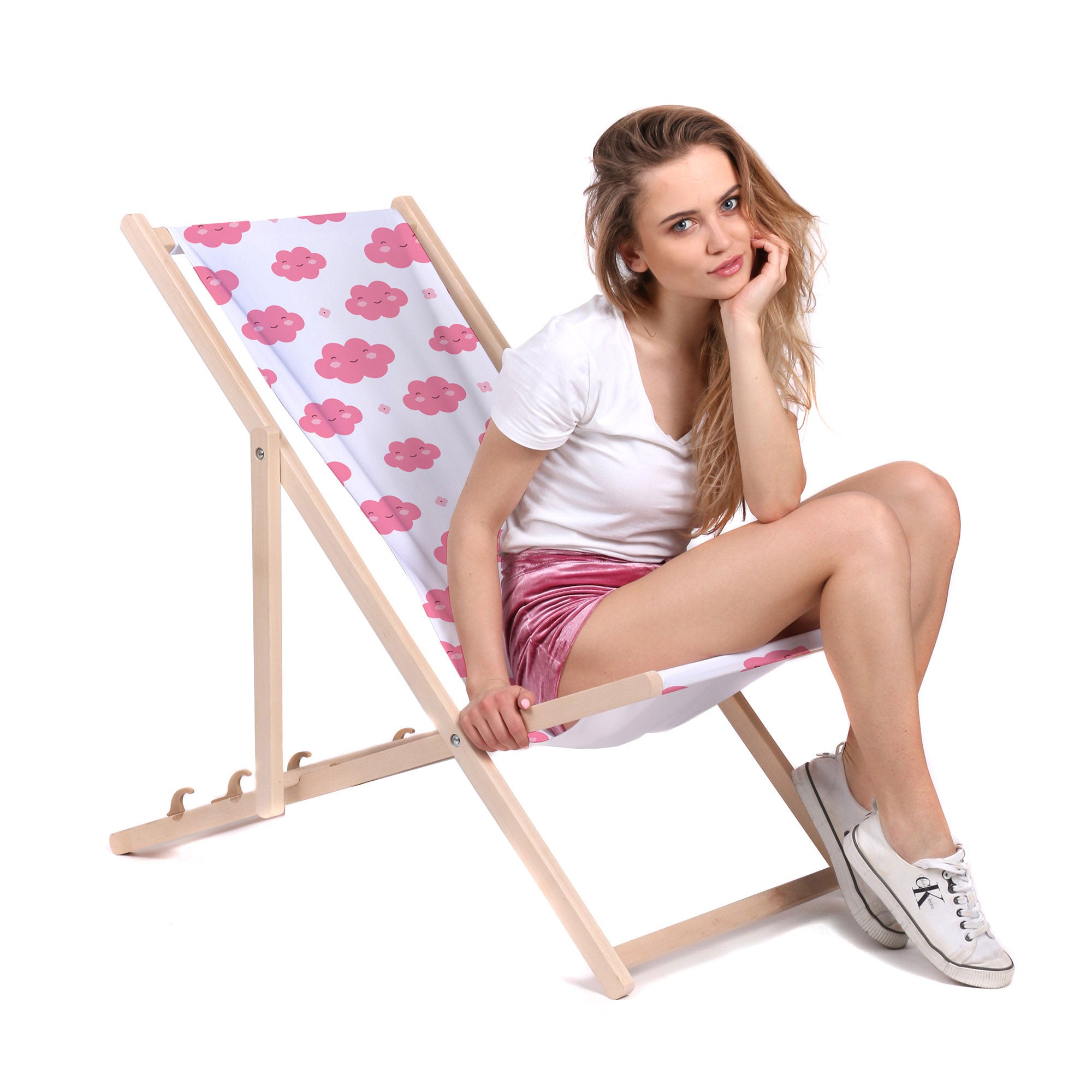 Wooden Deck Chair Cloudy Sunny-M