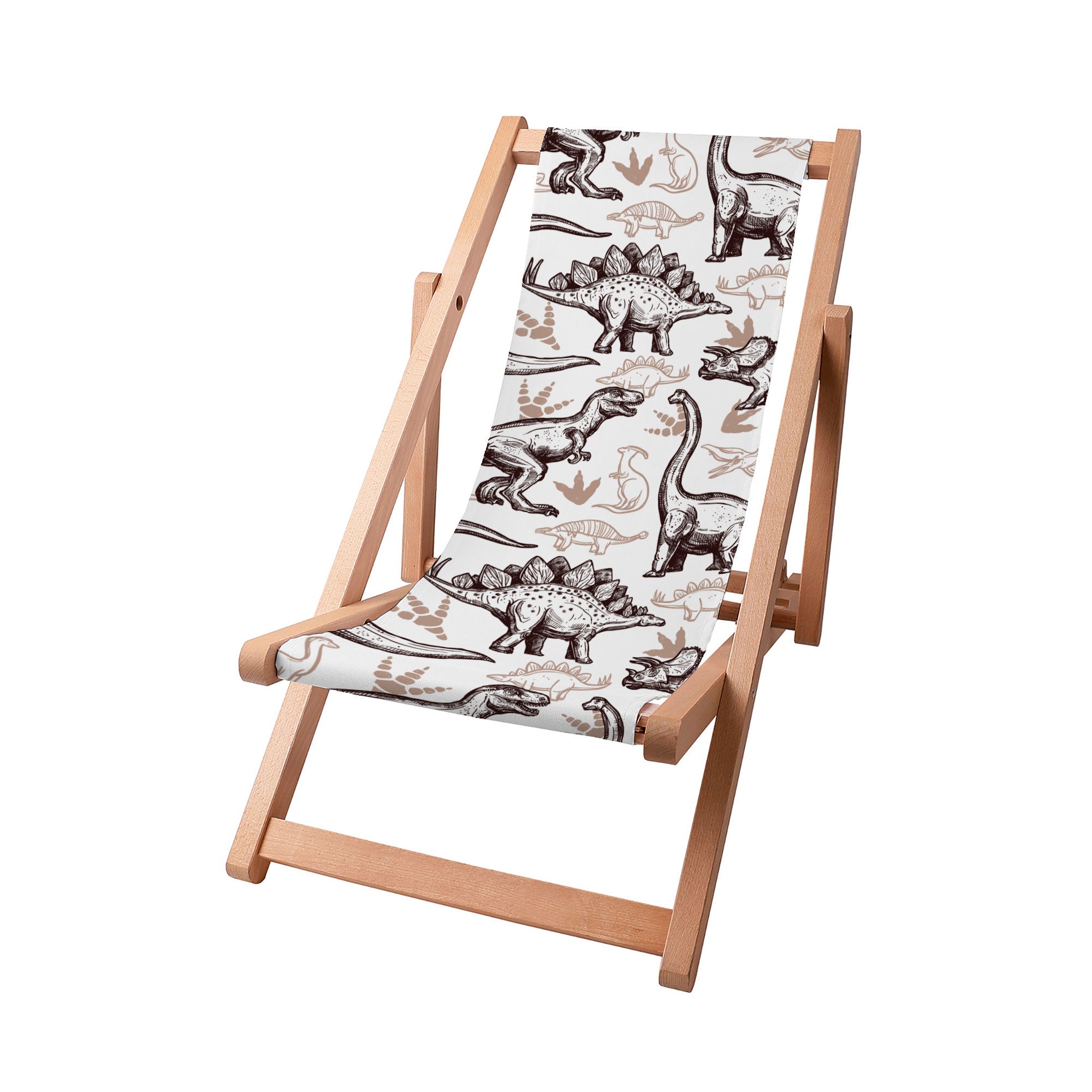 Wooden Deck Chair Dinosaurs Footprints-S
