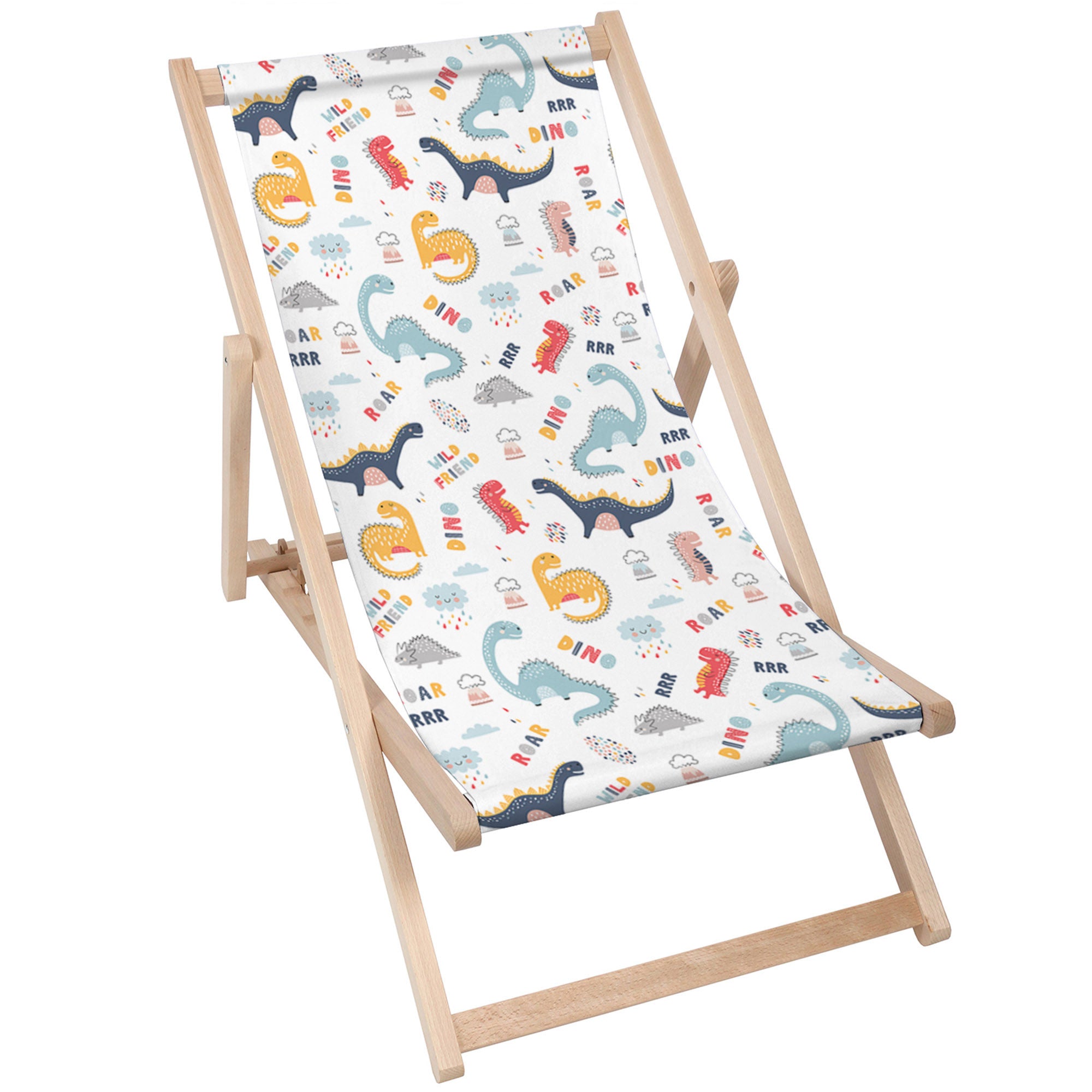 Leżak drewniany Funny Kids Dinosaurs-M