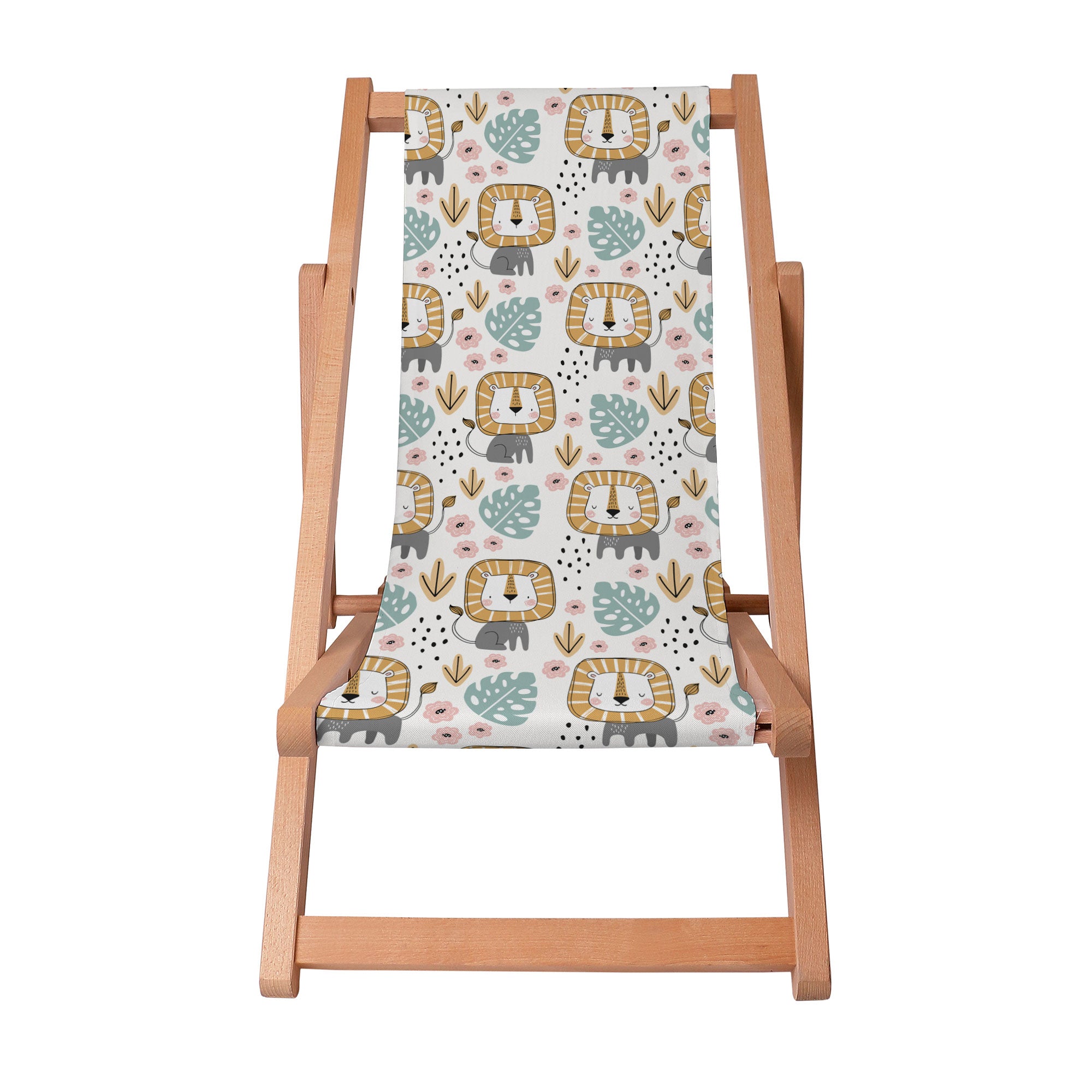 Wooden Deck Chair Lion in the Jungle-S