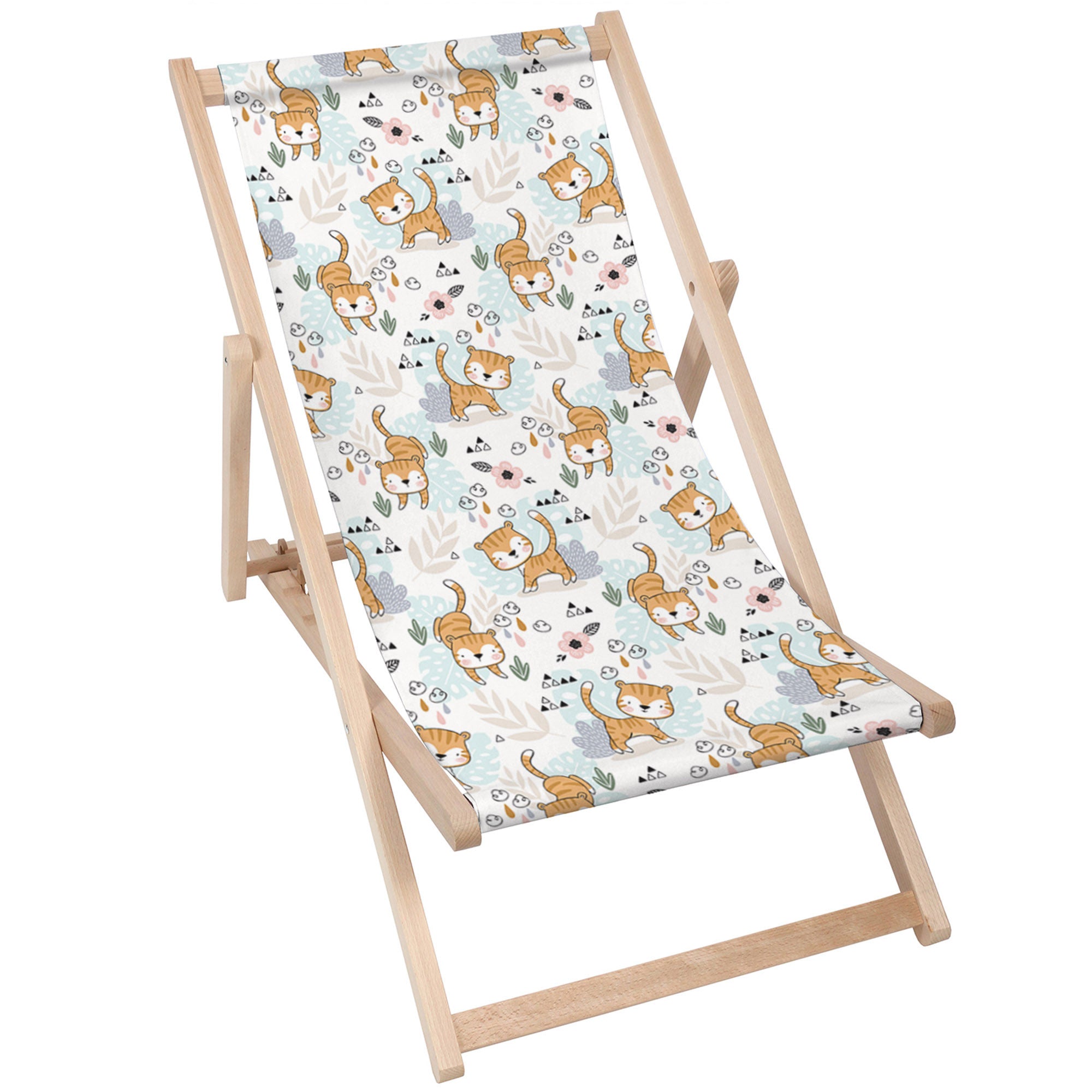 Wooden Deck Chair Playing Tiger-M
