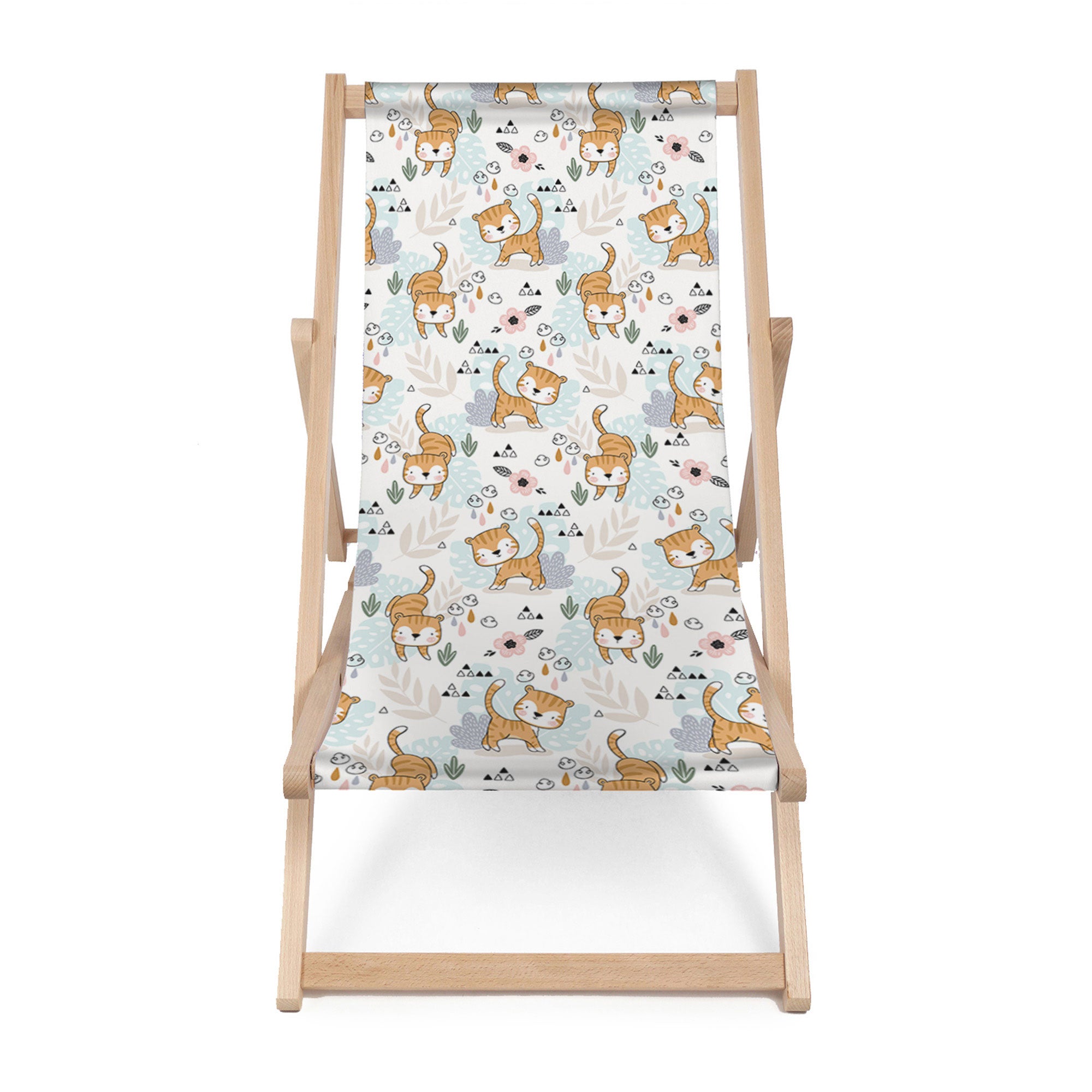 Wooden Deck Chair Playing Tiger-M