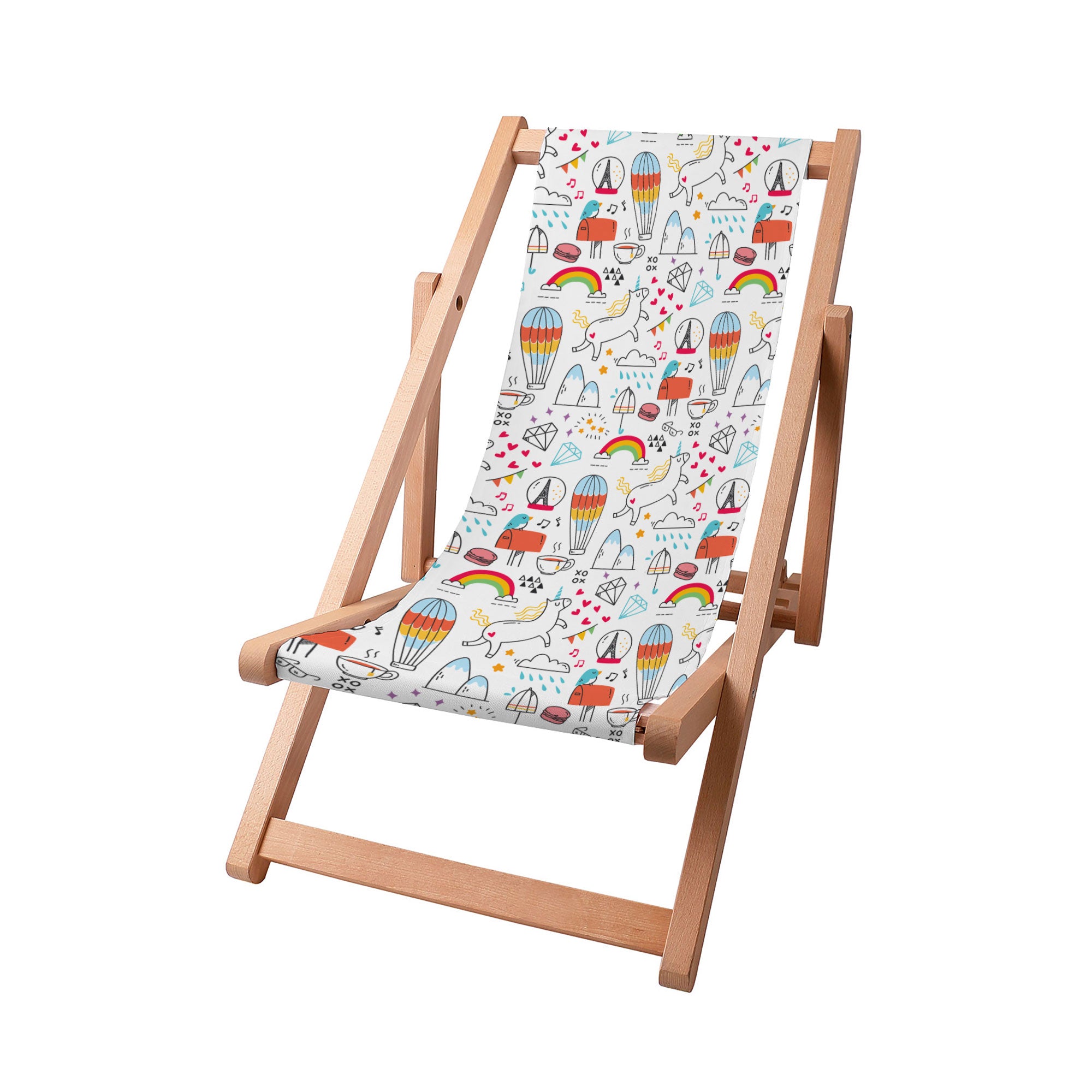 Wooden Deck Chair Rainbow Unicorns
