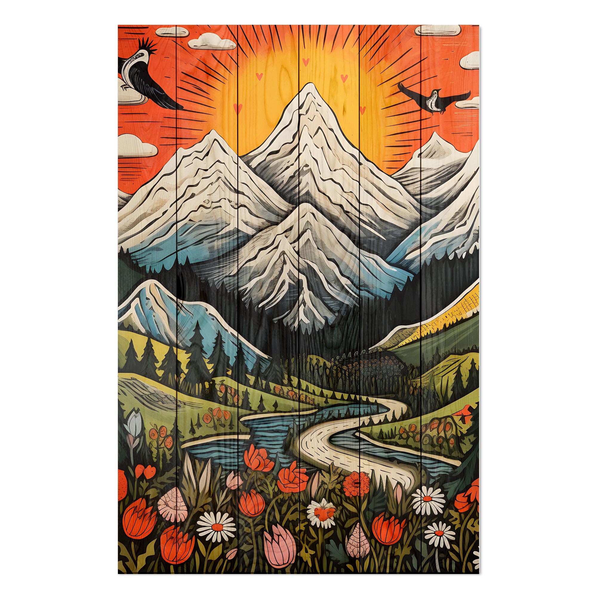 Obraz Wood Vintage Mountain-30x40 cm