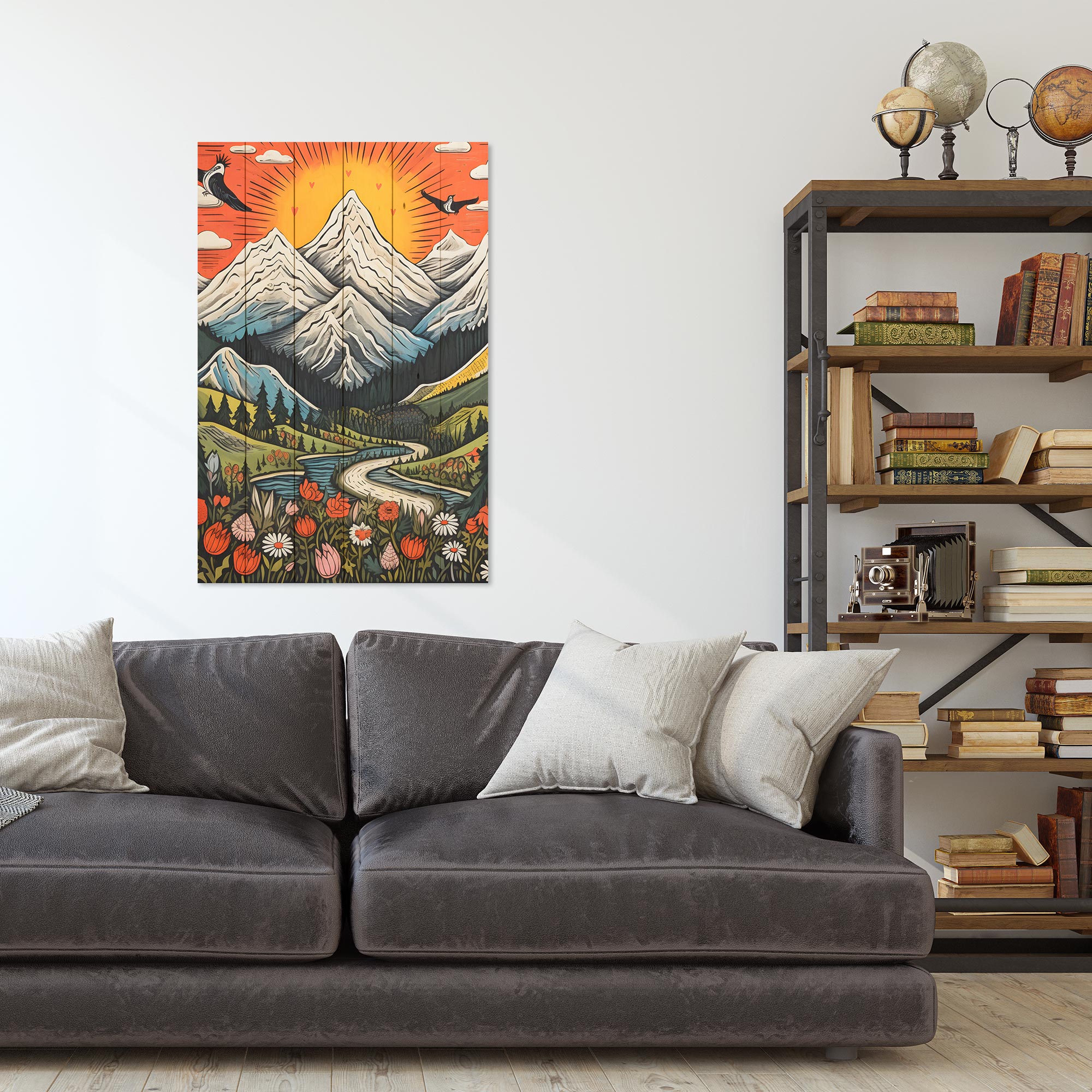 Obraz Wood Vintage Mountain-30x30 cm