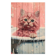 Wood Picture Sweet Kitten Bath-40x60 cm