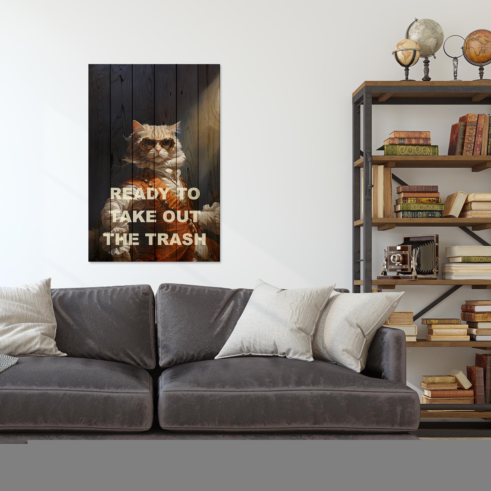 Wood Picture Ready to take out the trash-70x90 cm
